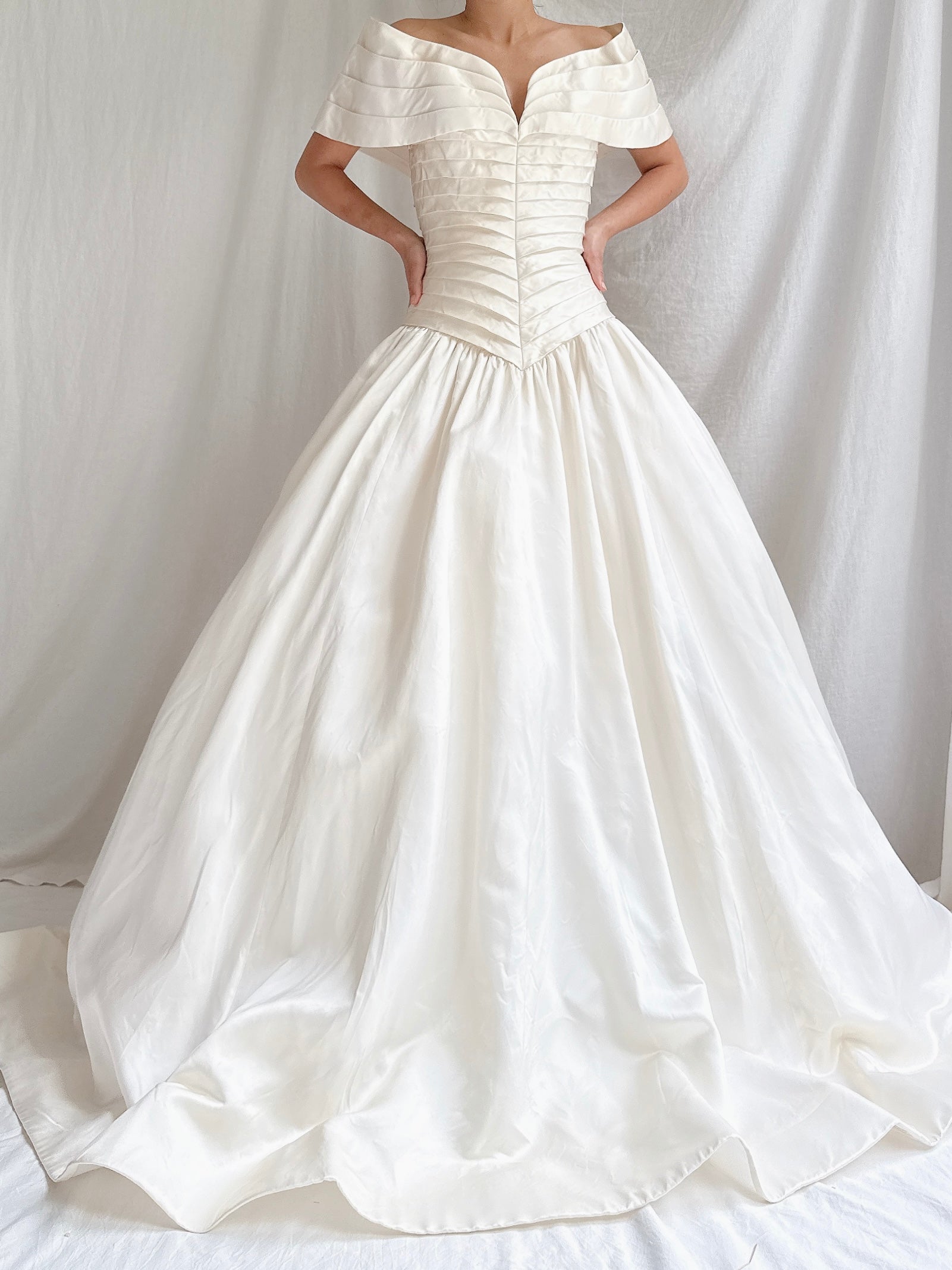 Vintage Scaasi Silk Off-the-Shoulder Gown - S