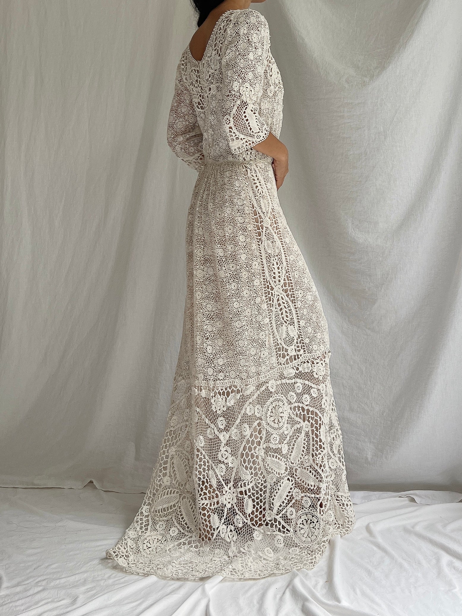 irish lace crochet dress Antique Irish Crochet Dress - S