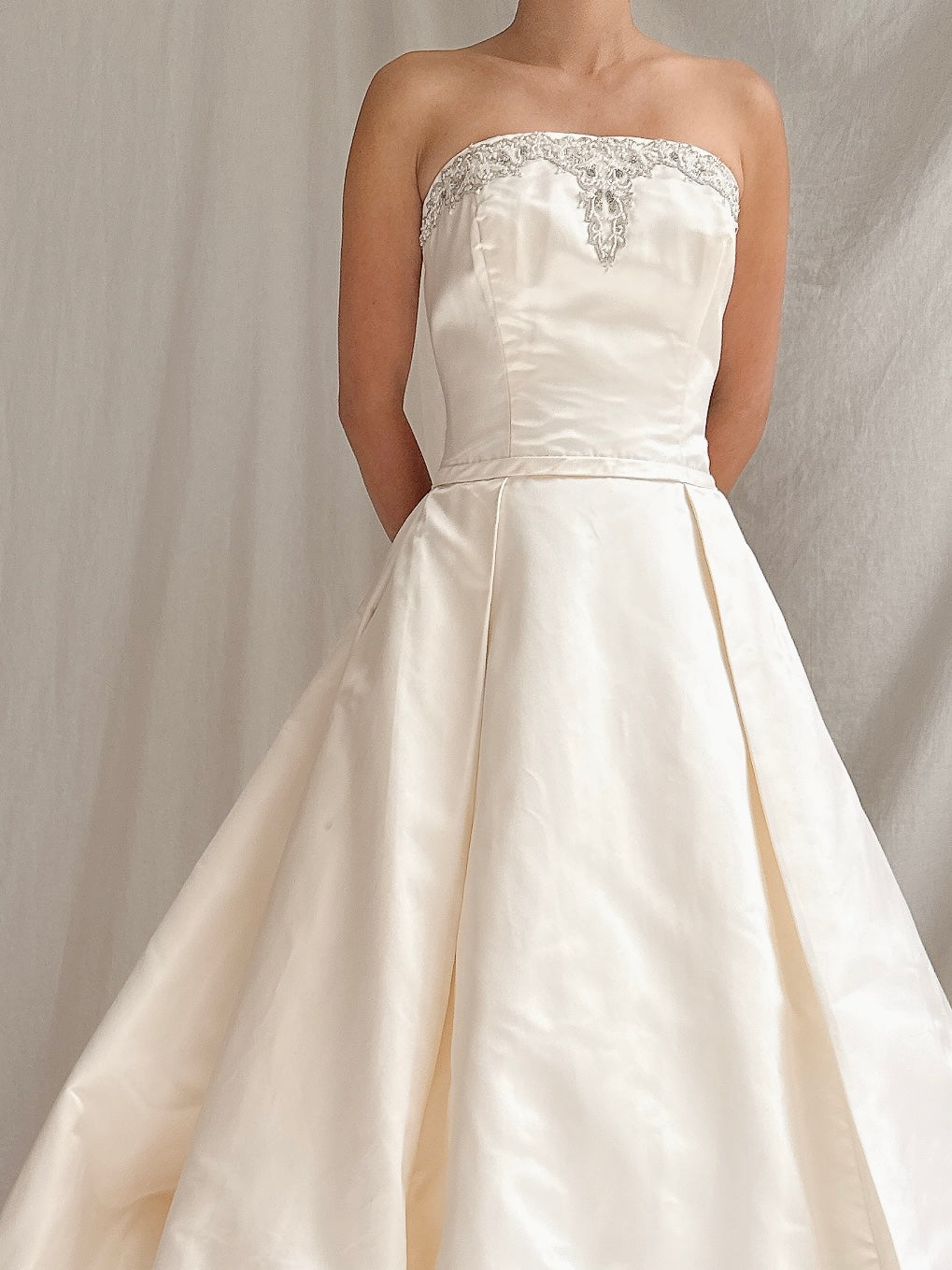 Vintage Strapless Silk Gown - S