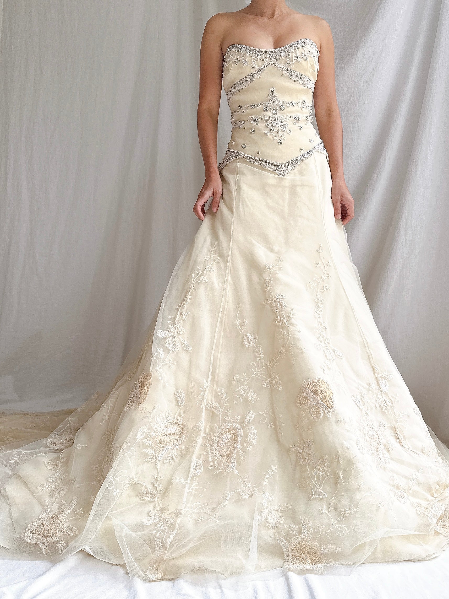 Vintage Badgley Mishka Couture Silk Embroidered Gown - M/6