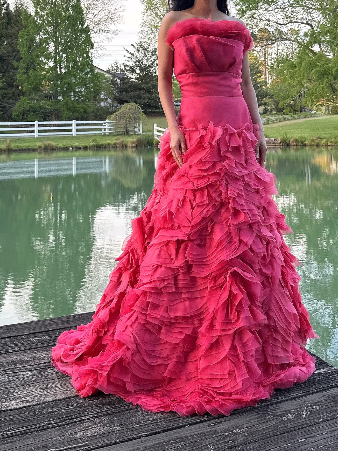 Vintage Monique Llhuilier Silk Organza Ruffle Gown - M/6