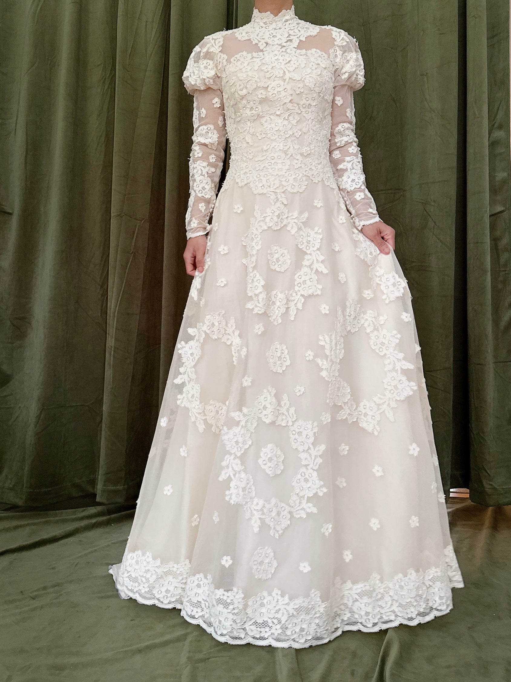1960s Long Sleeve Lace Dress - XS