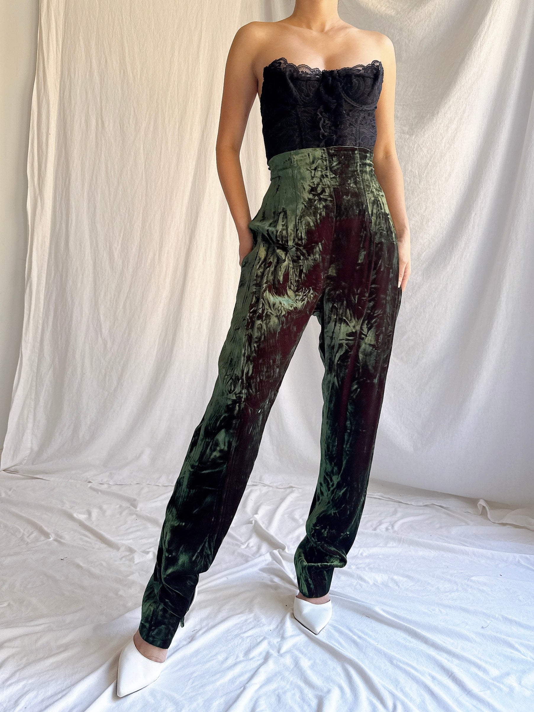 Vintage IDOL UK Crushed Velvet Trousers - S