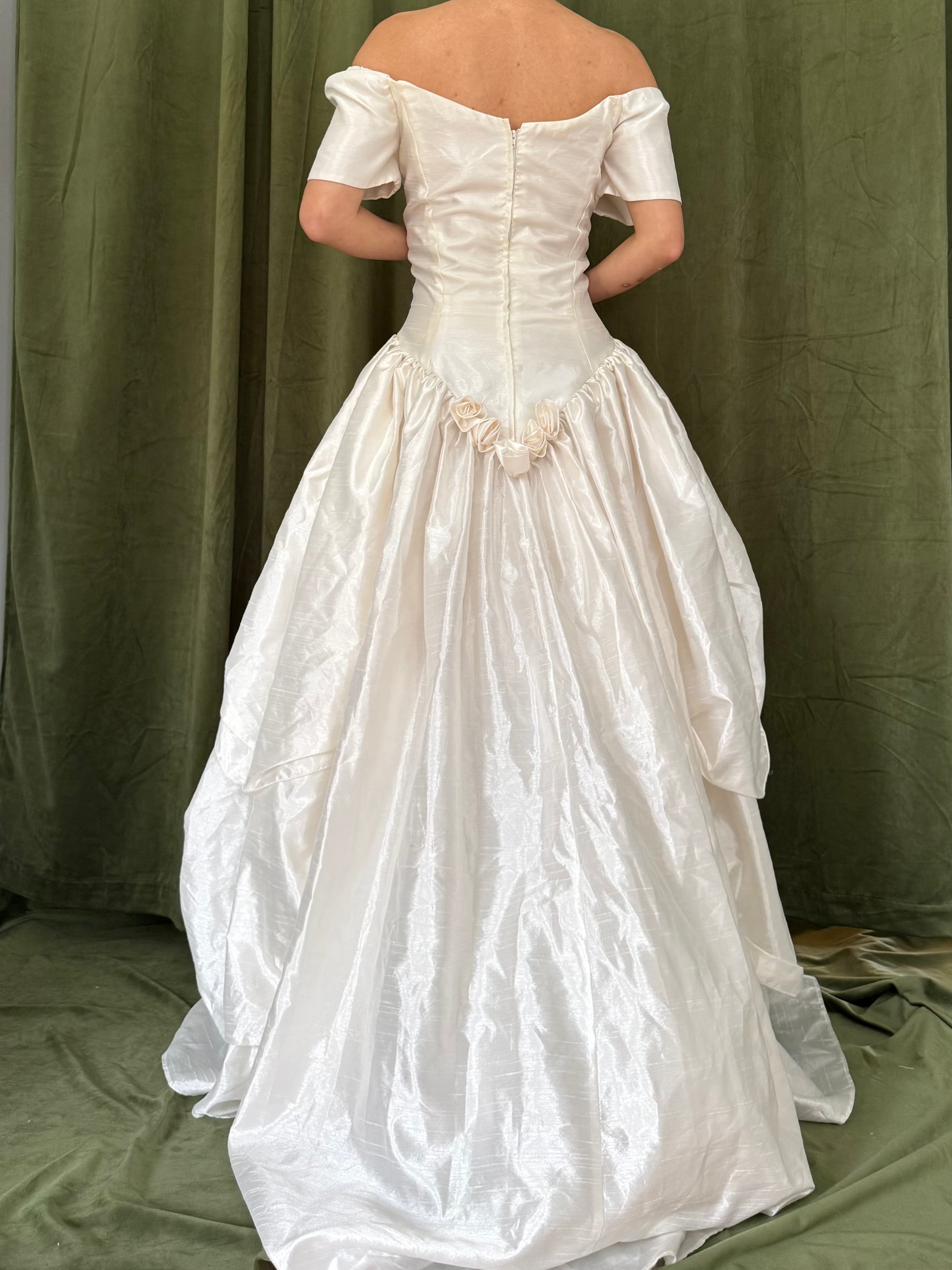 Vintage Taffeta Basque Waist Dress - M