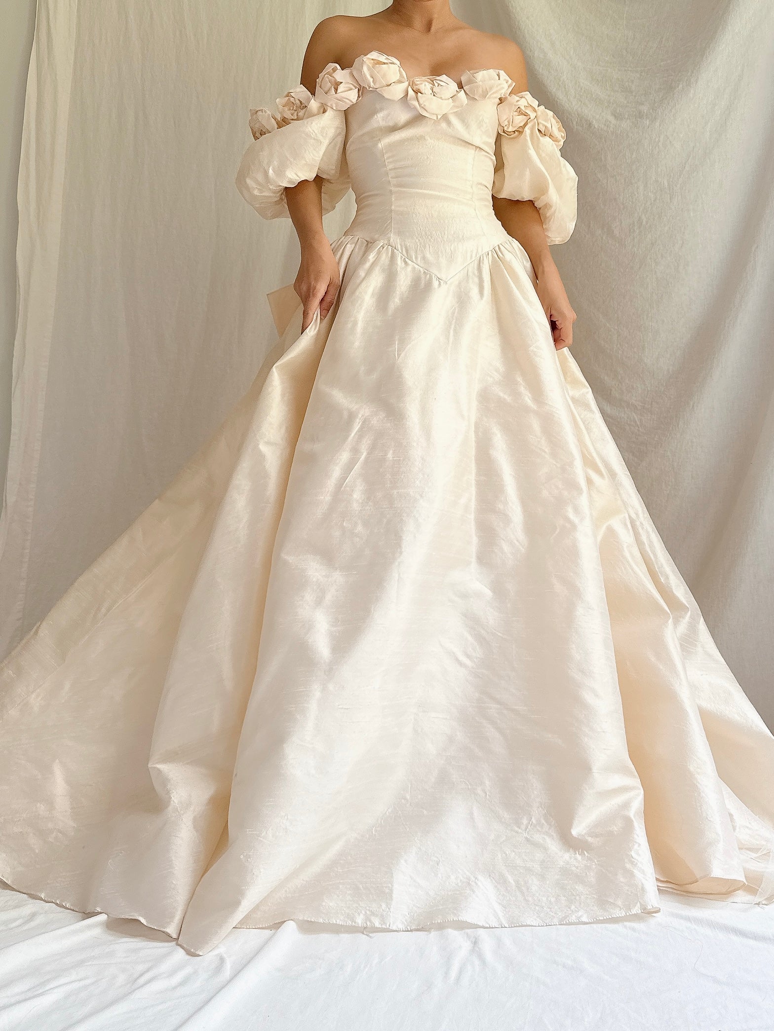 Vintage Silk Rosette Gown - XS