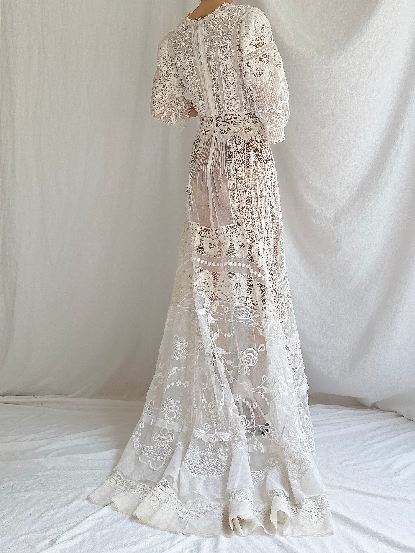 Antique Edwardian Lace Gown - S
