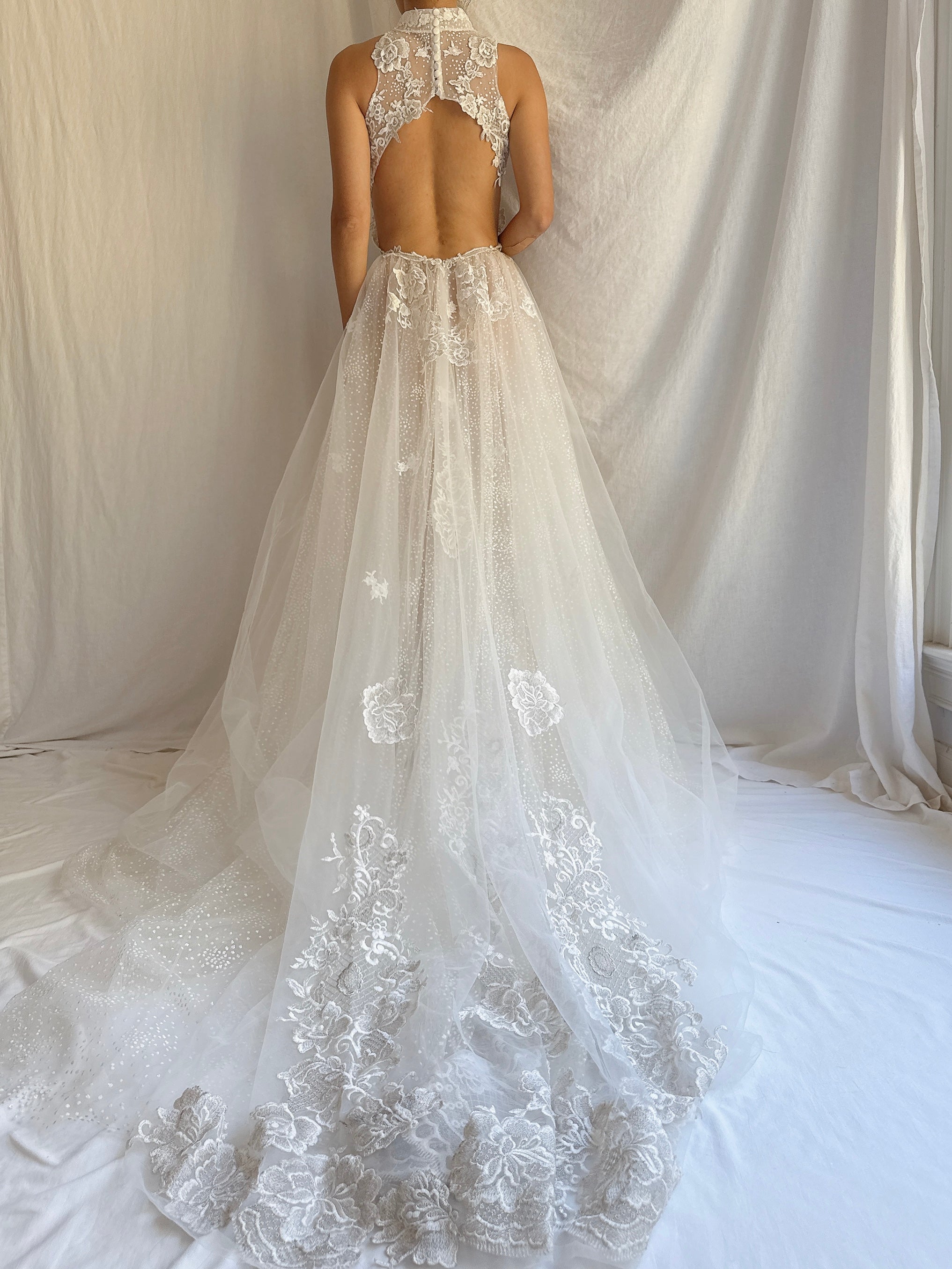 00 Sheer Halter Dress - S