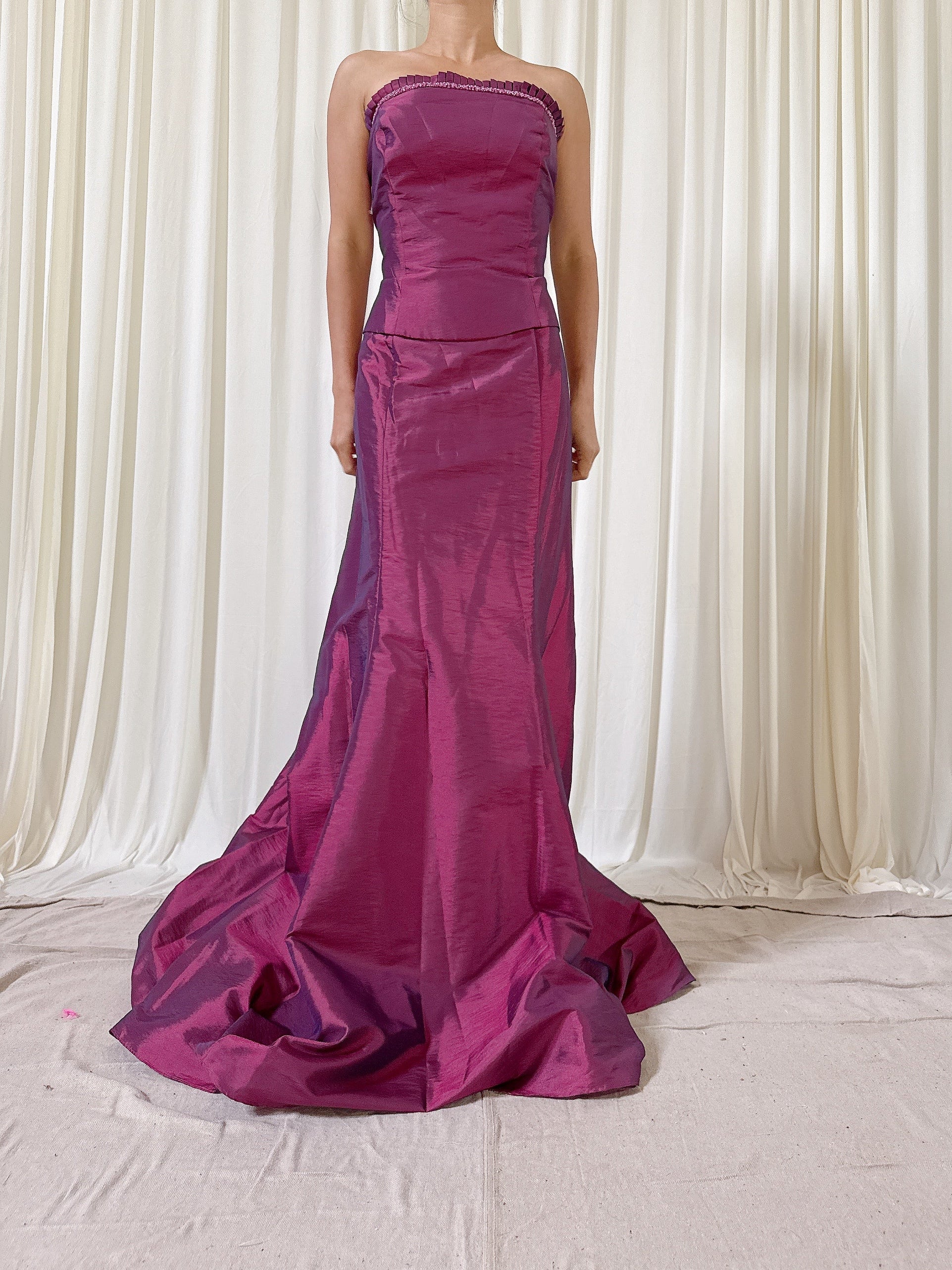 Vintage Alliage Aubergine Silk Tafetta Dress - L/10