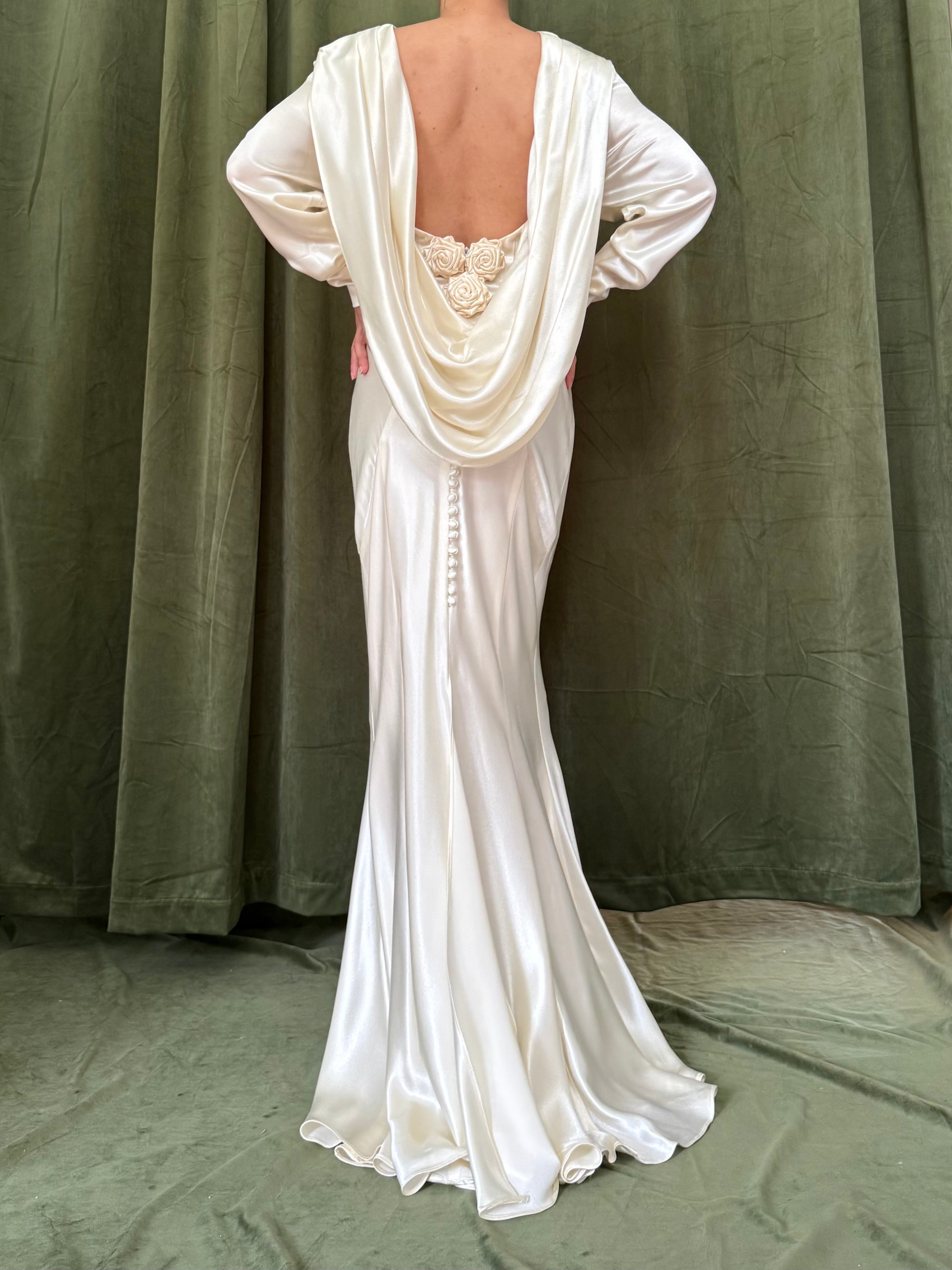 1980s Satin Bias Cut Dress - S-M