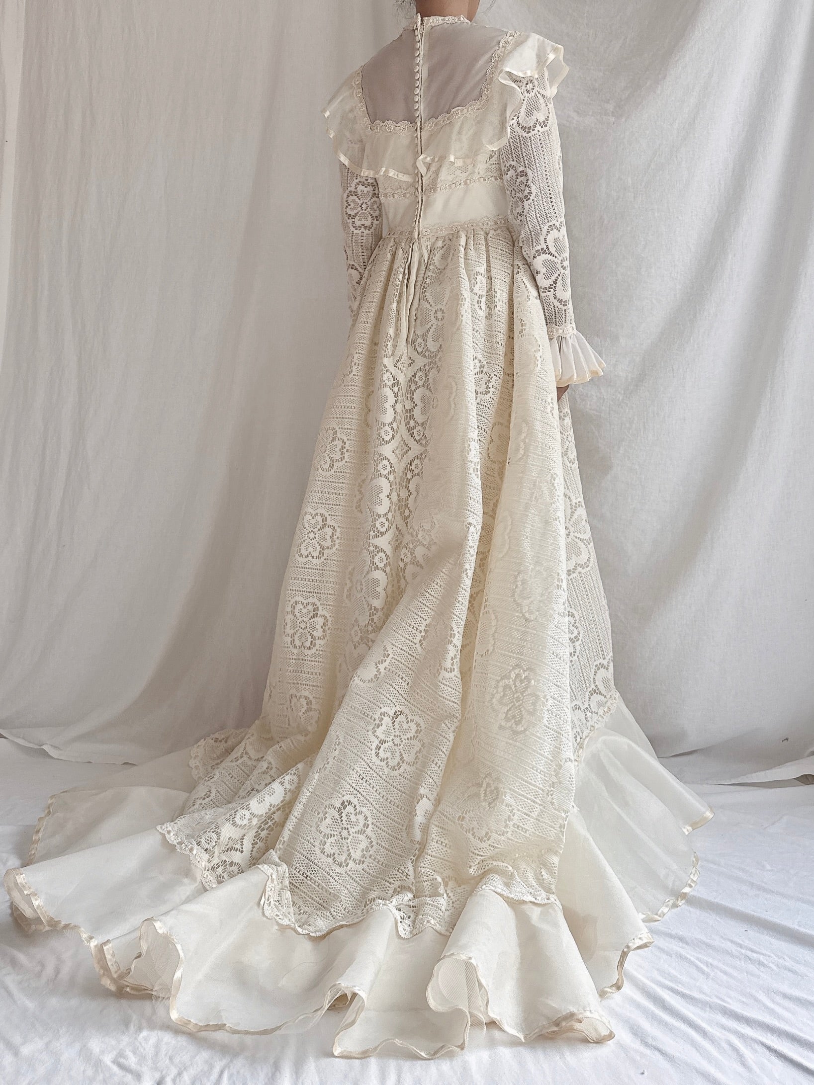 Vintage Crochet Lace Gown - S