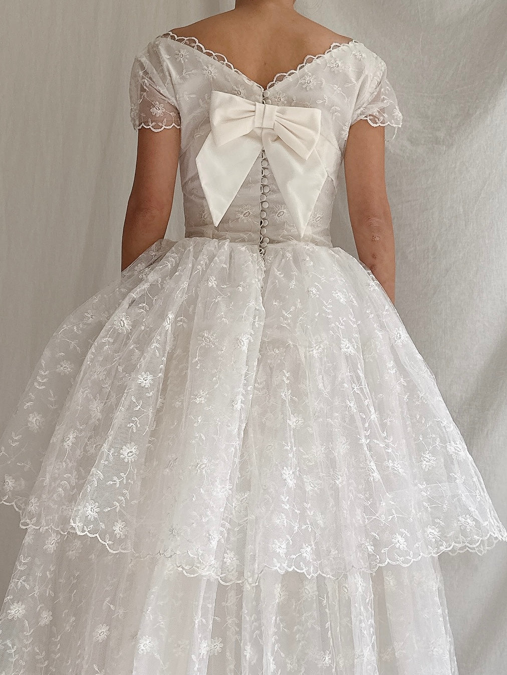 1950s Tulle Embroidered Dress - XS