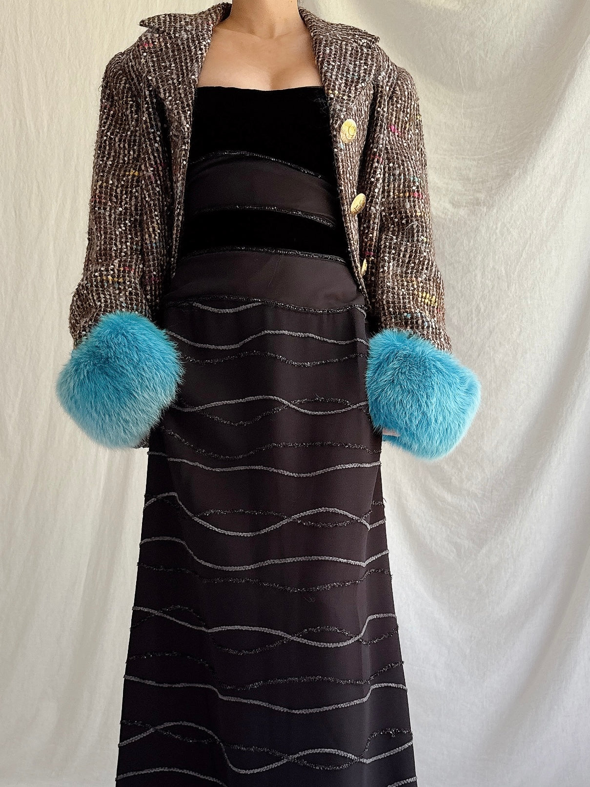 Vintage Tweed and Fox Fur Trim Jacket - M