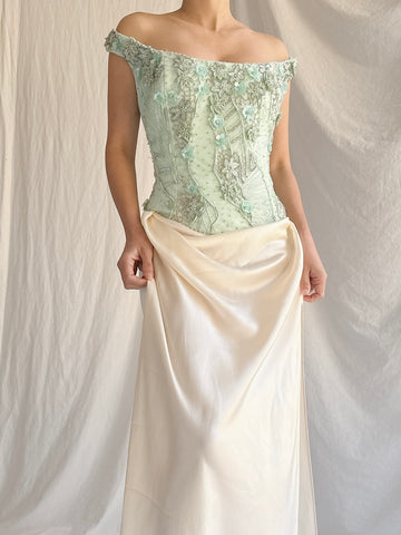 Vintage Bellville Sassoon Seafoam Embelished Top - M/8