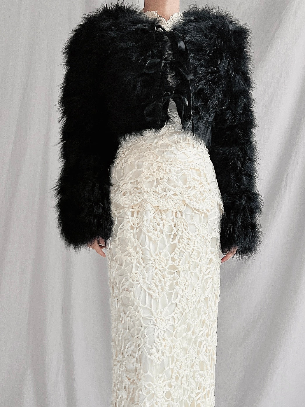 Vintage Marabou Feather Jacket - S