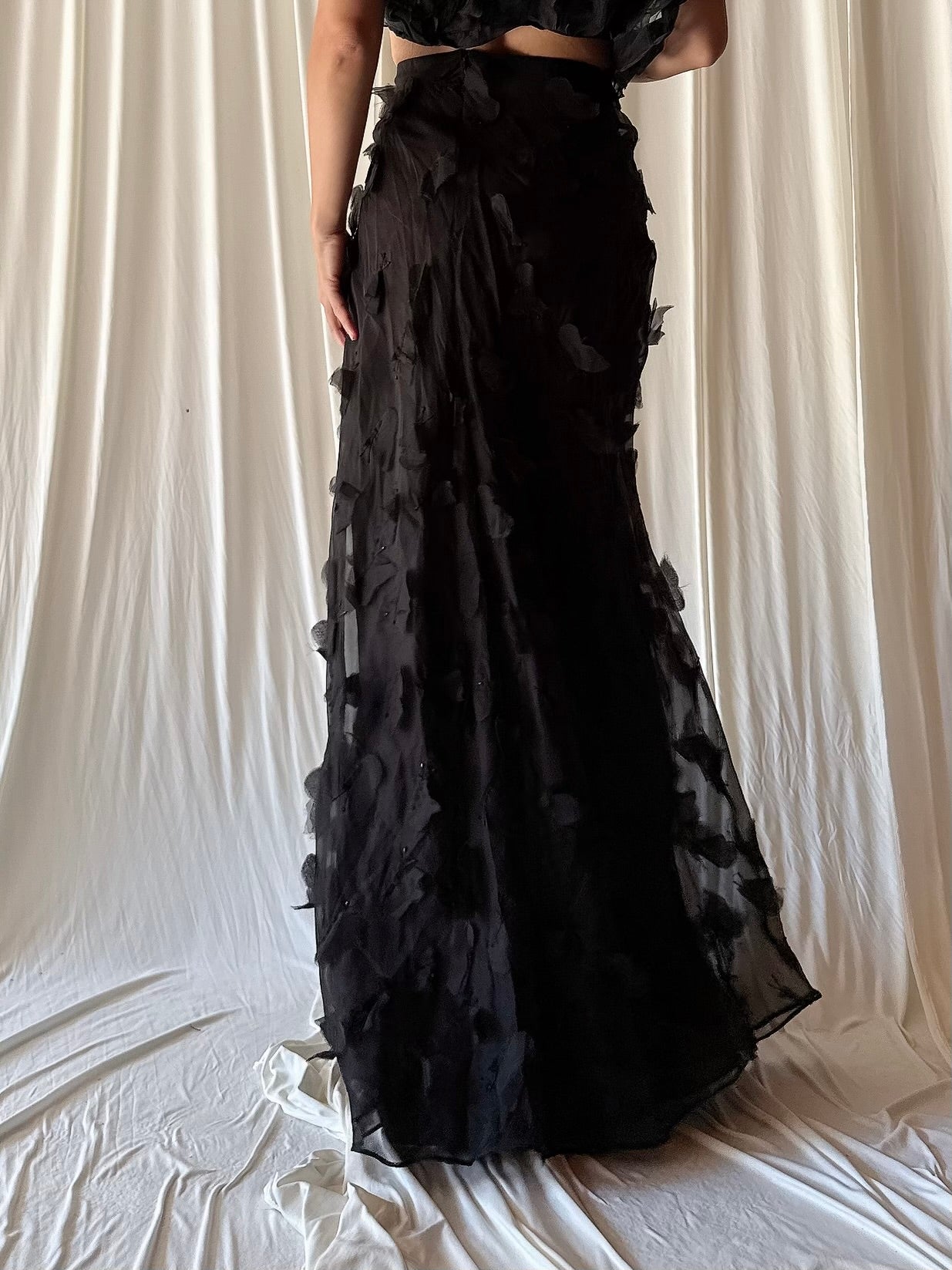 Vintage Petrovich and Robinson Silk Organza 3D Butterfly Skirt