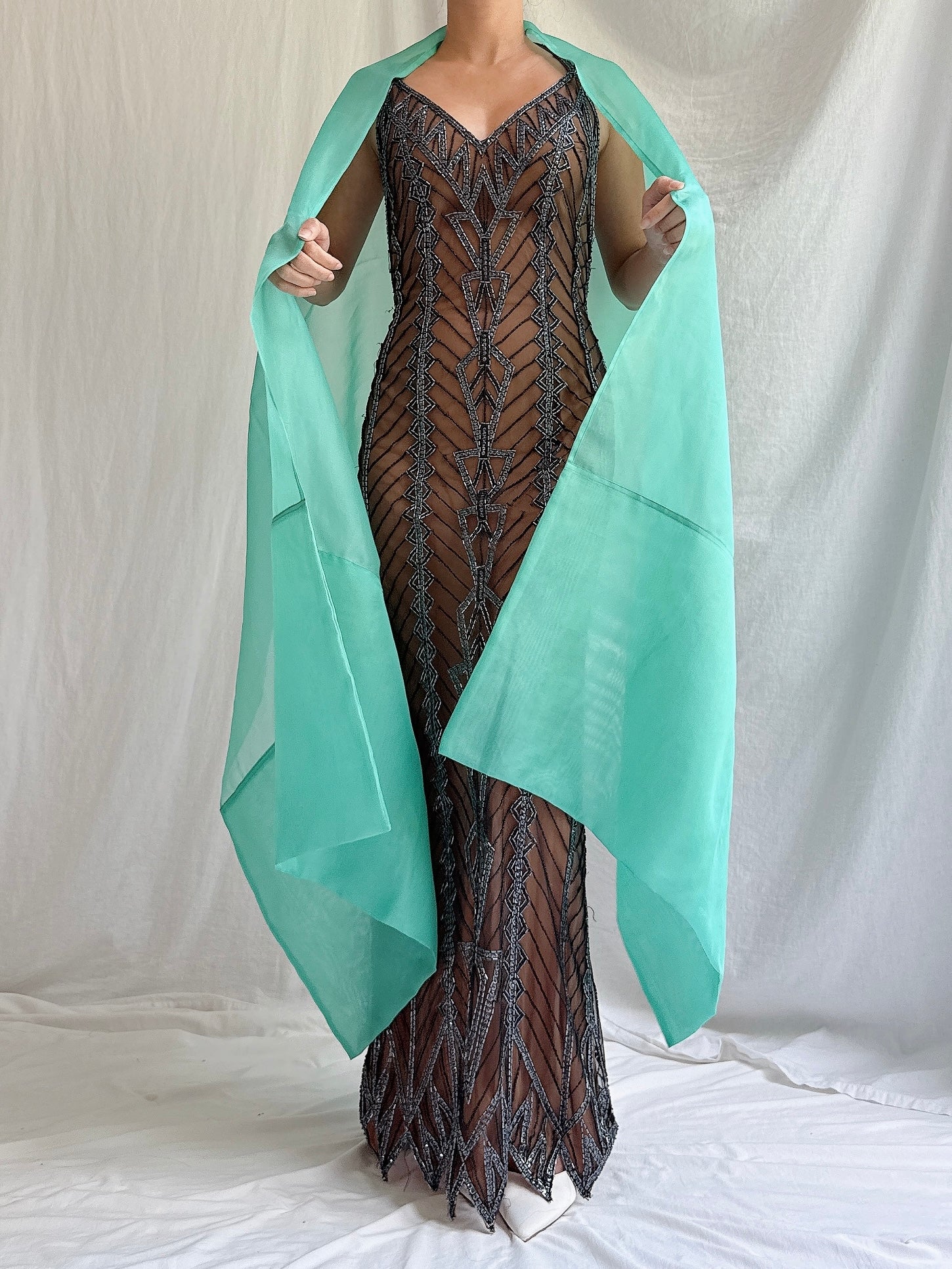 Vintage Silk Organza Shawl - OSFM