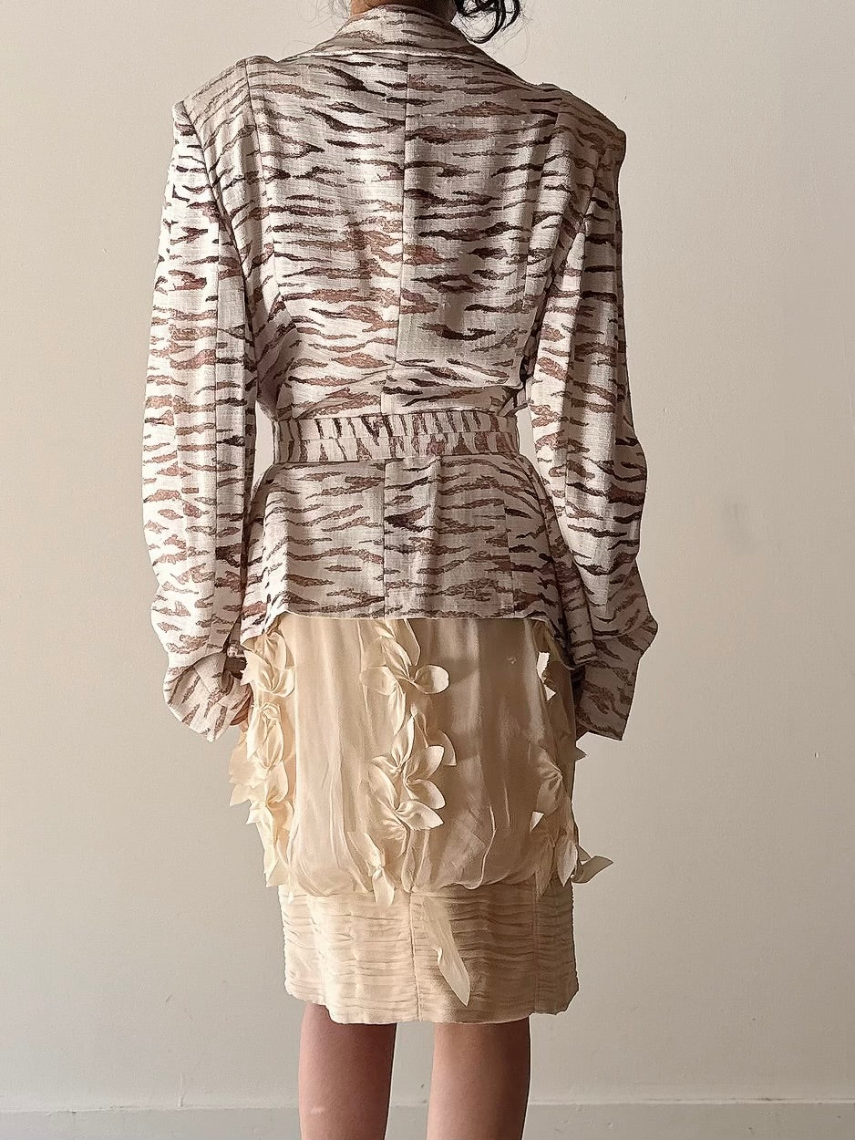 Vintage Solvai Linen Animal Print Jacket - FR44