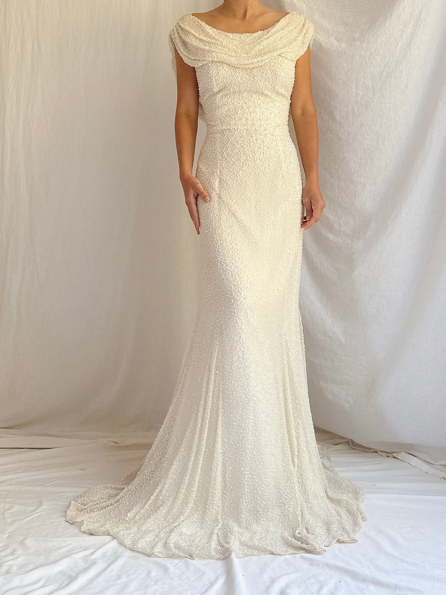 Vintage Silk Beaded Gown - S