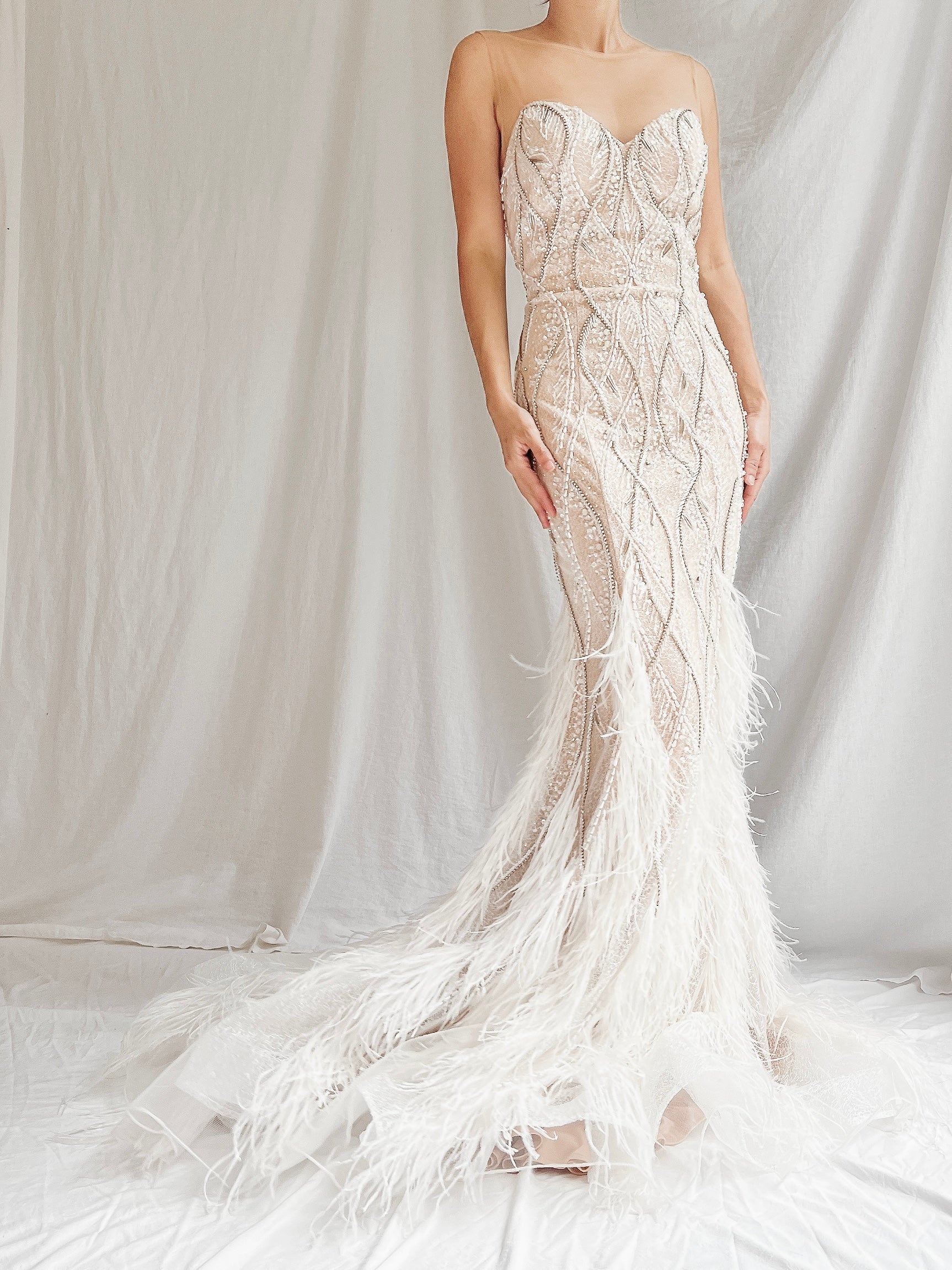 00 Beaded Feather Gown - S/6