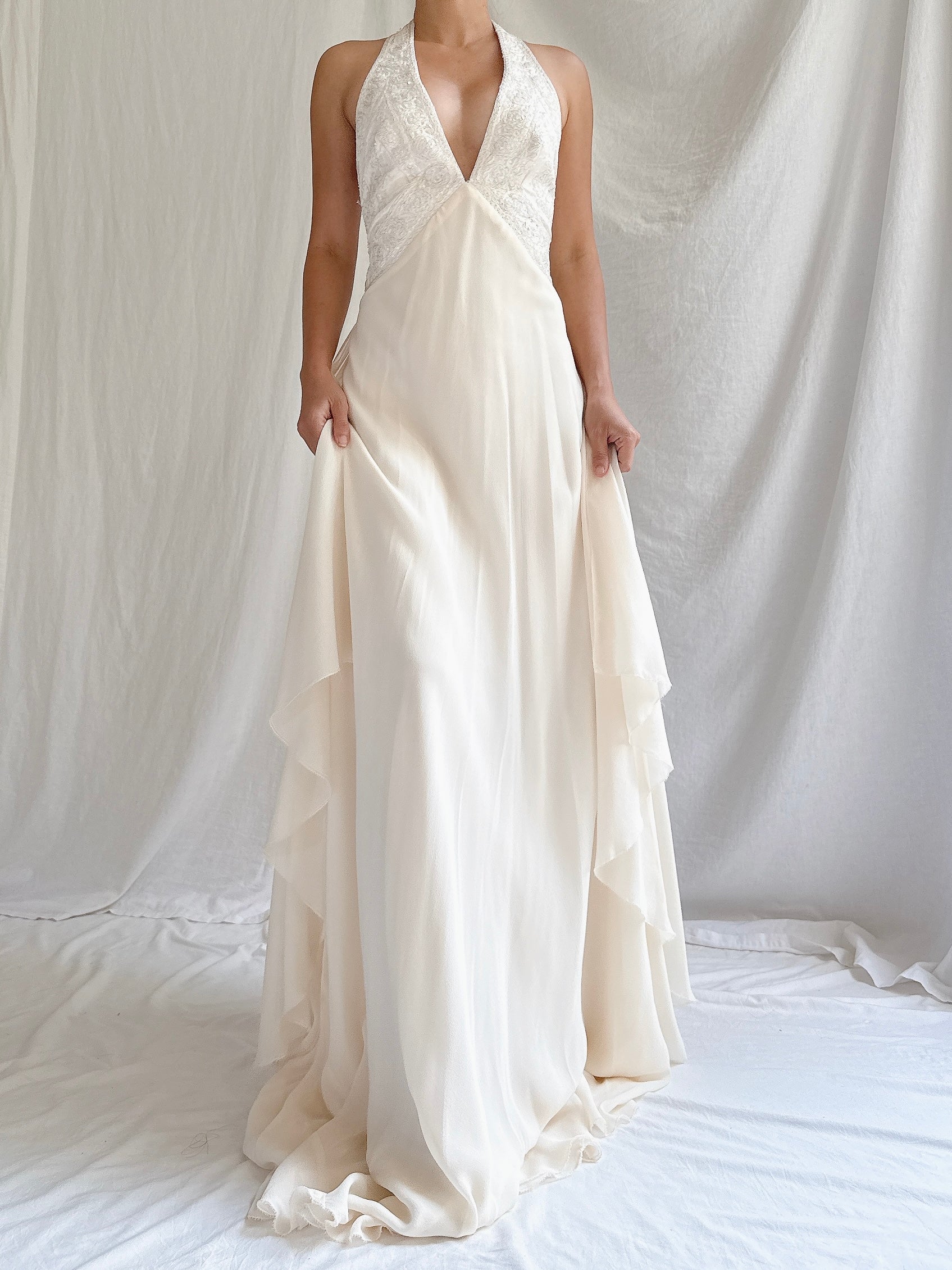 00 Silk Halter Embellished Gown - XS/2/4