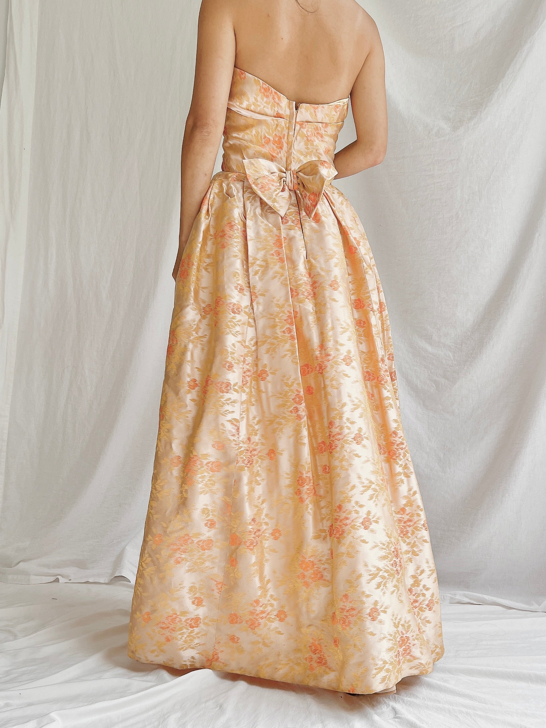 1950s Brocade Floral Dress - XS