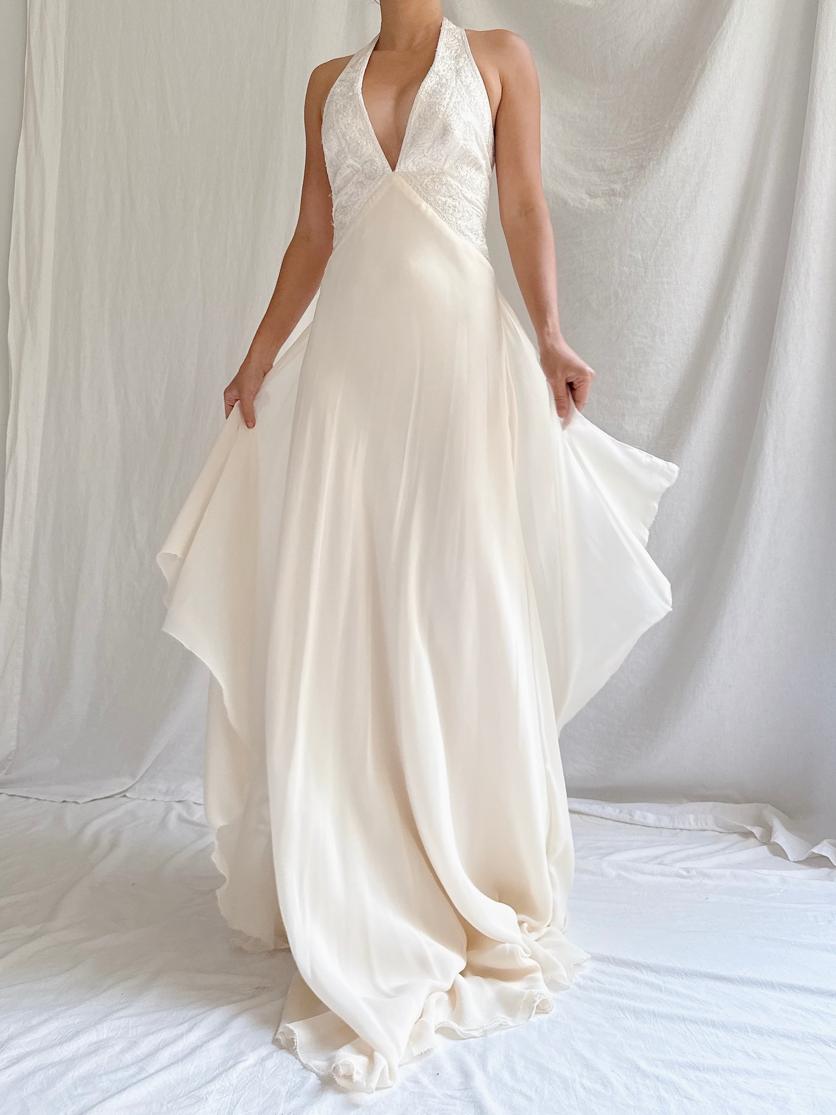 00 Silk Halter Embellished Gown - XS/2/4