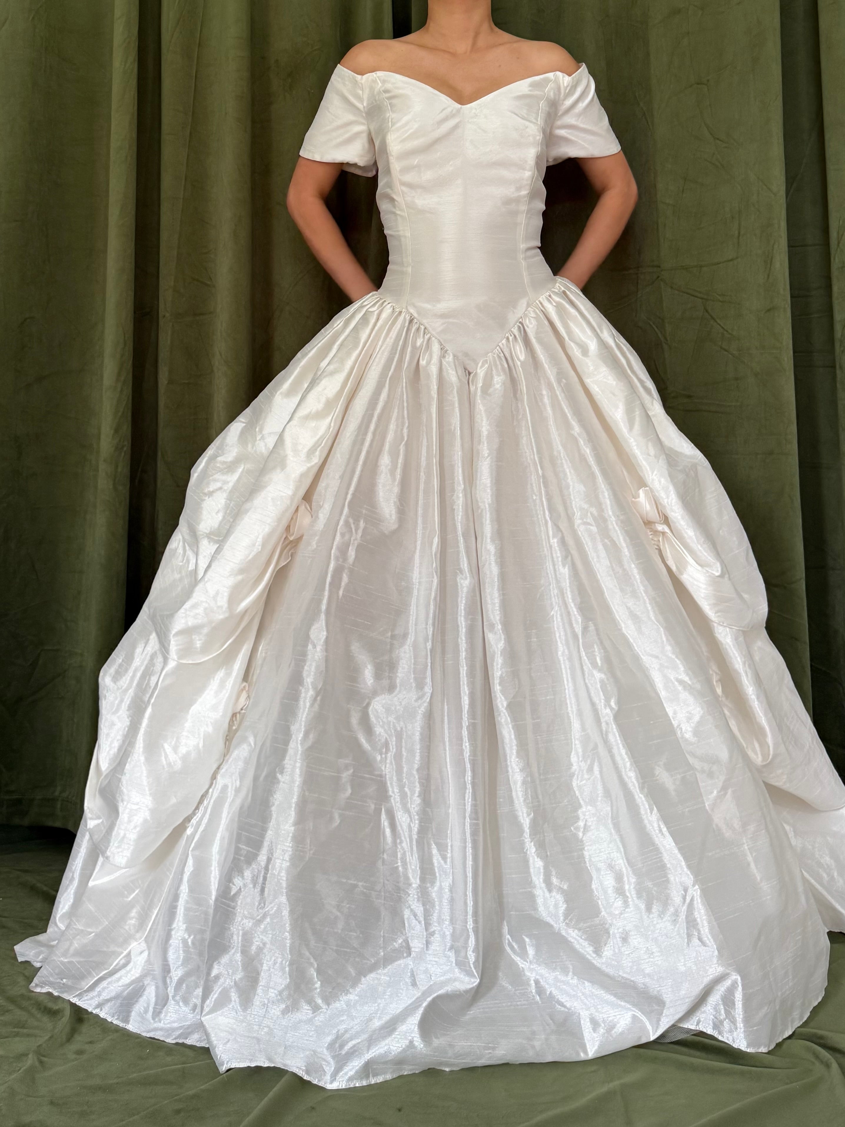 Vintage Taffeta Basque Waist Dress - M