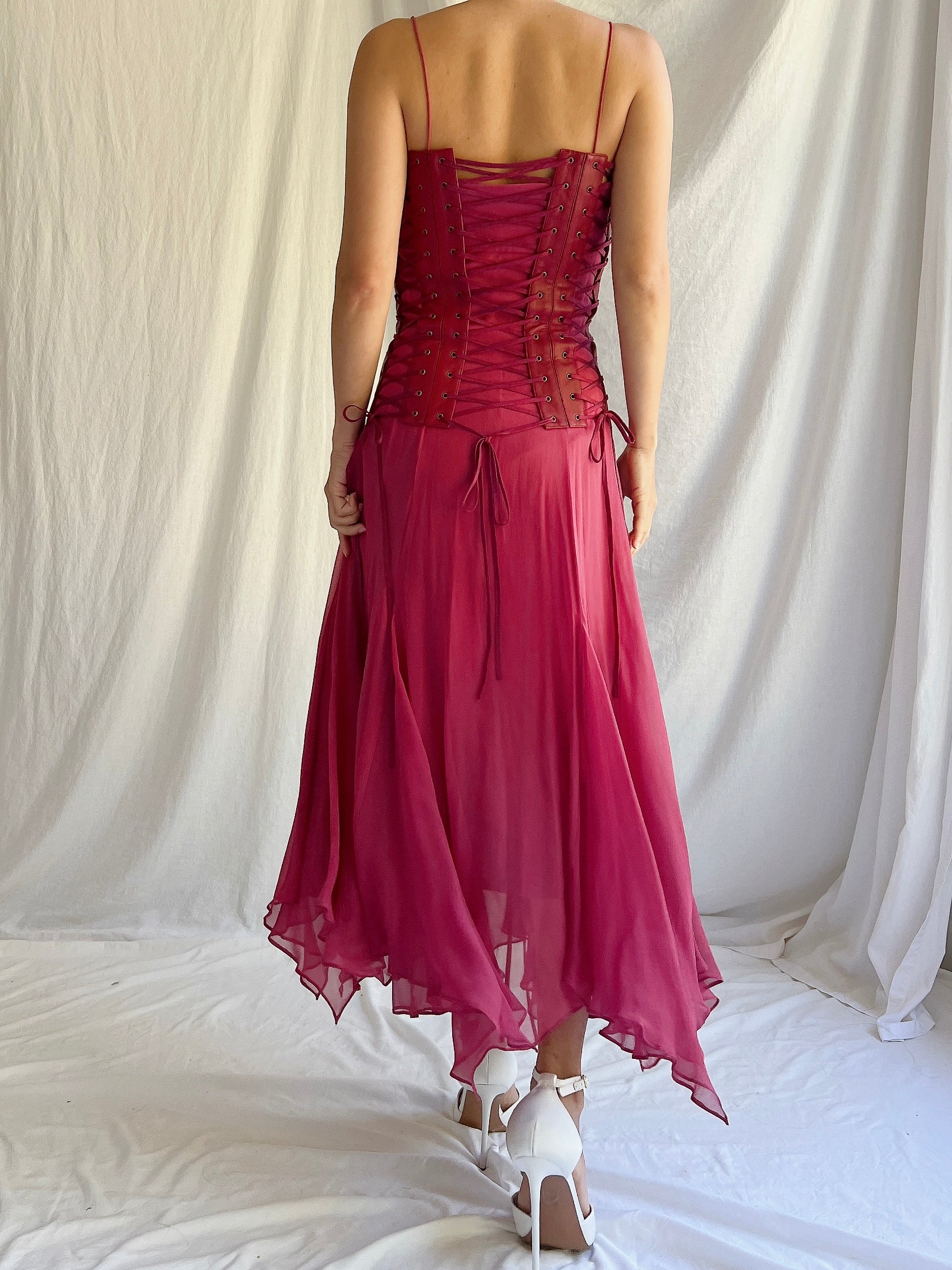 Vintage Silk Corset Dress - XS-S