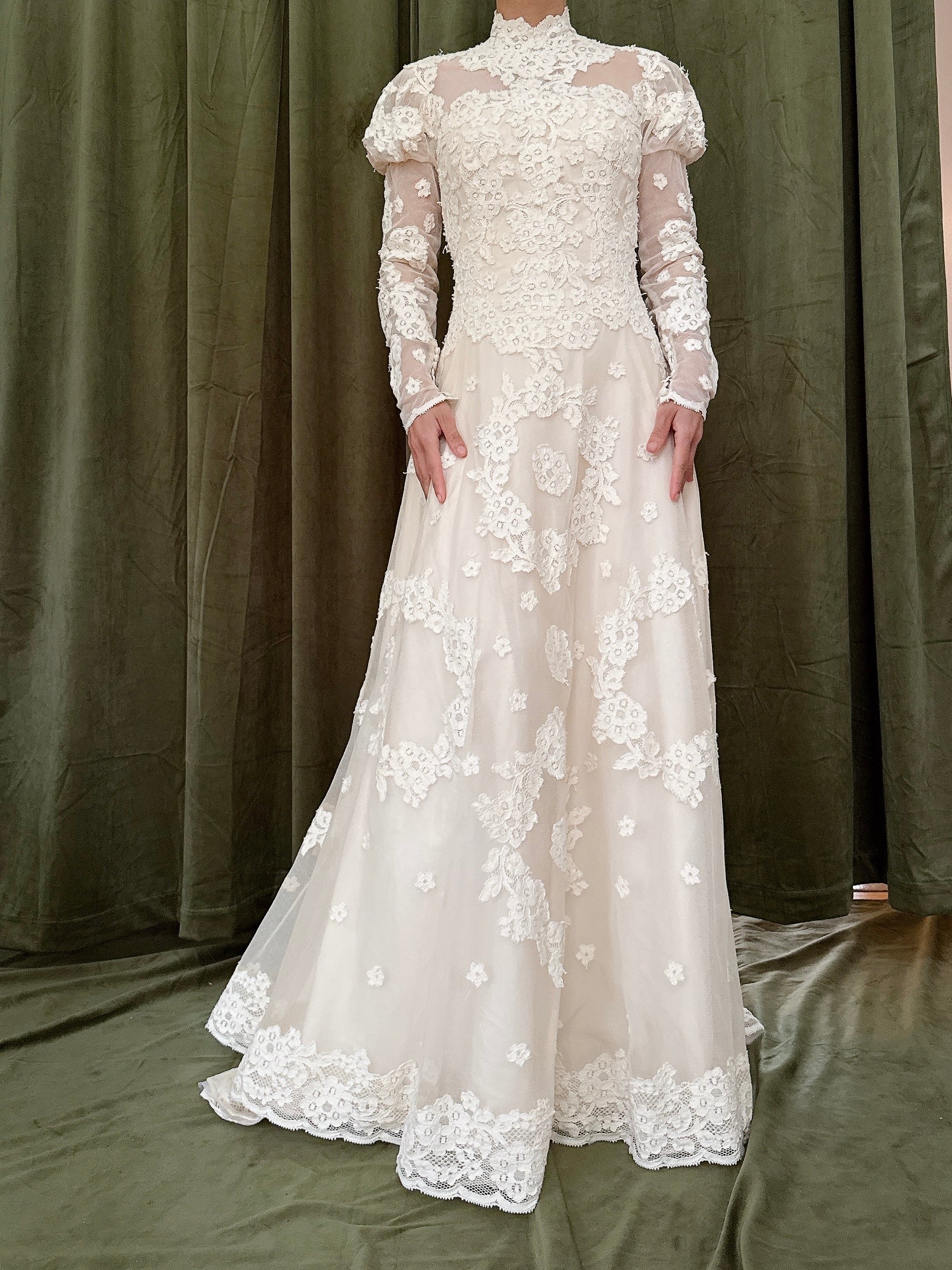 1960s Long Sleeve Lace Dress - XS