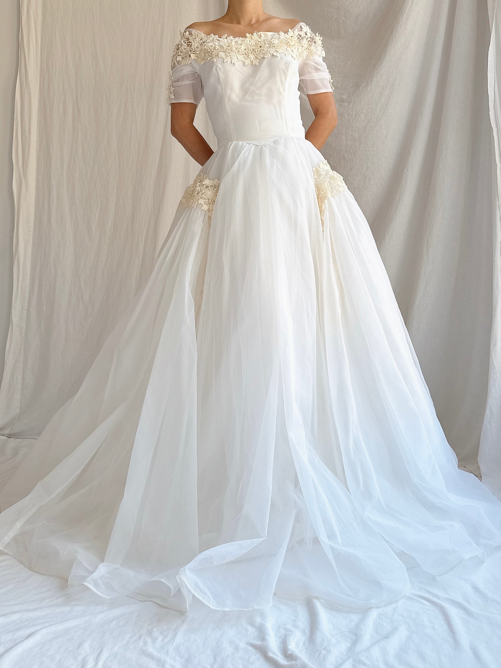 1950s Voile Chiffon Gown - XS