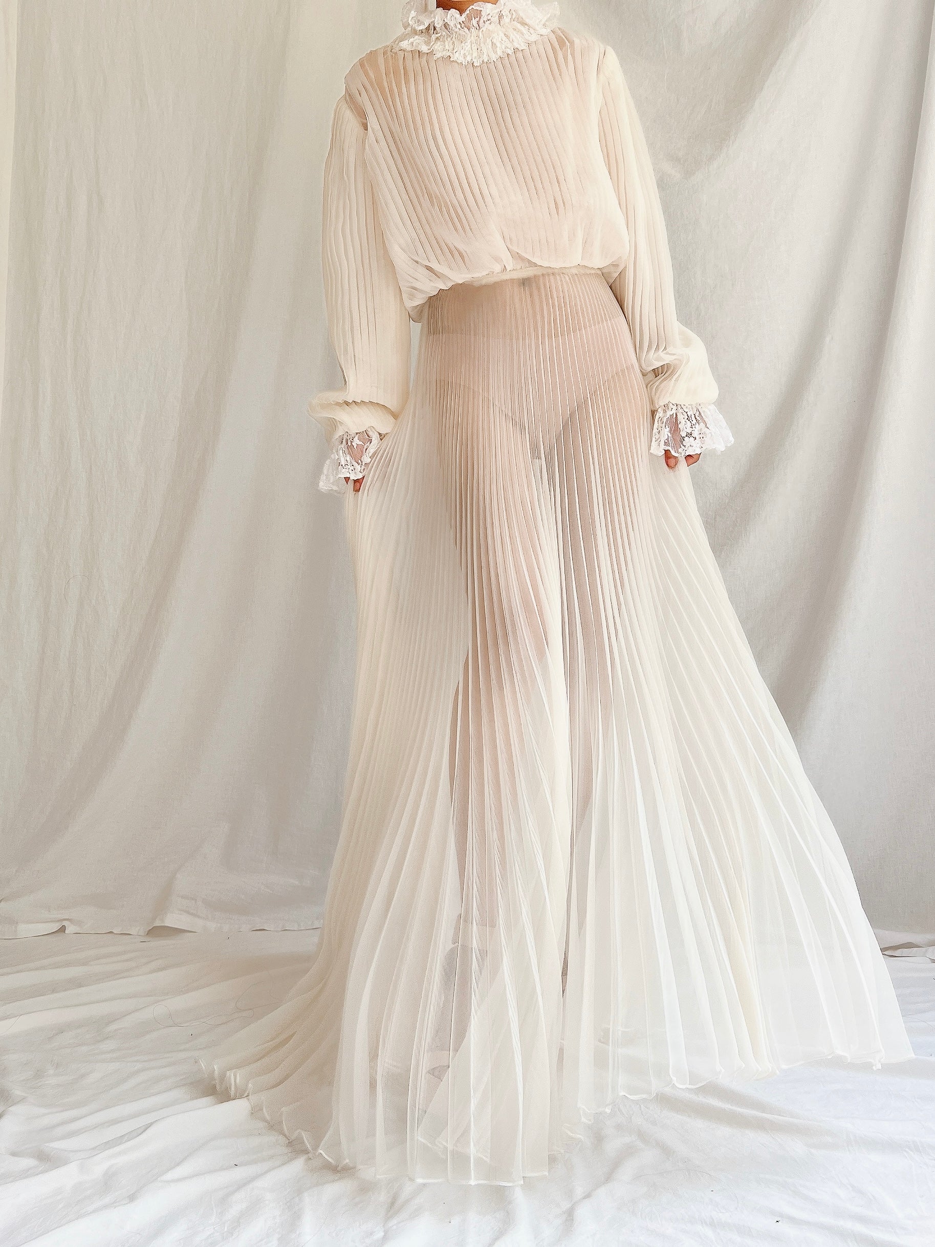 Vintage Sheer Chiffon Dress - S