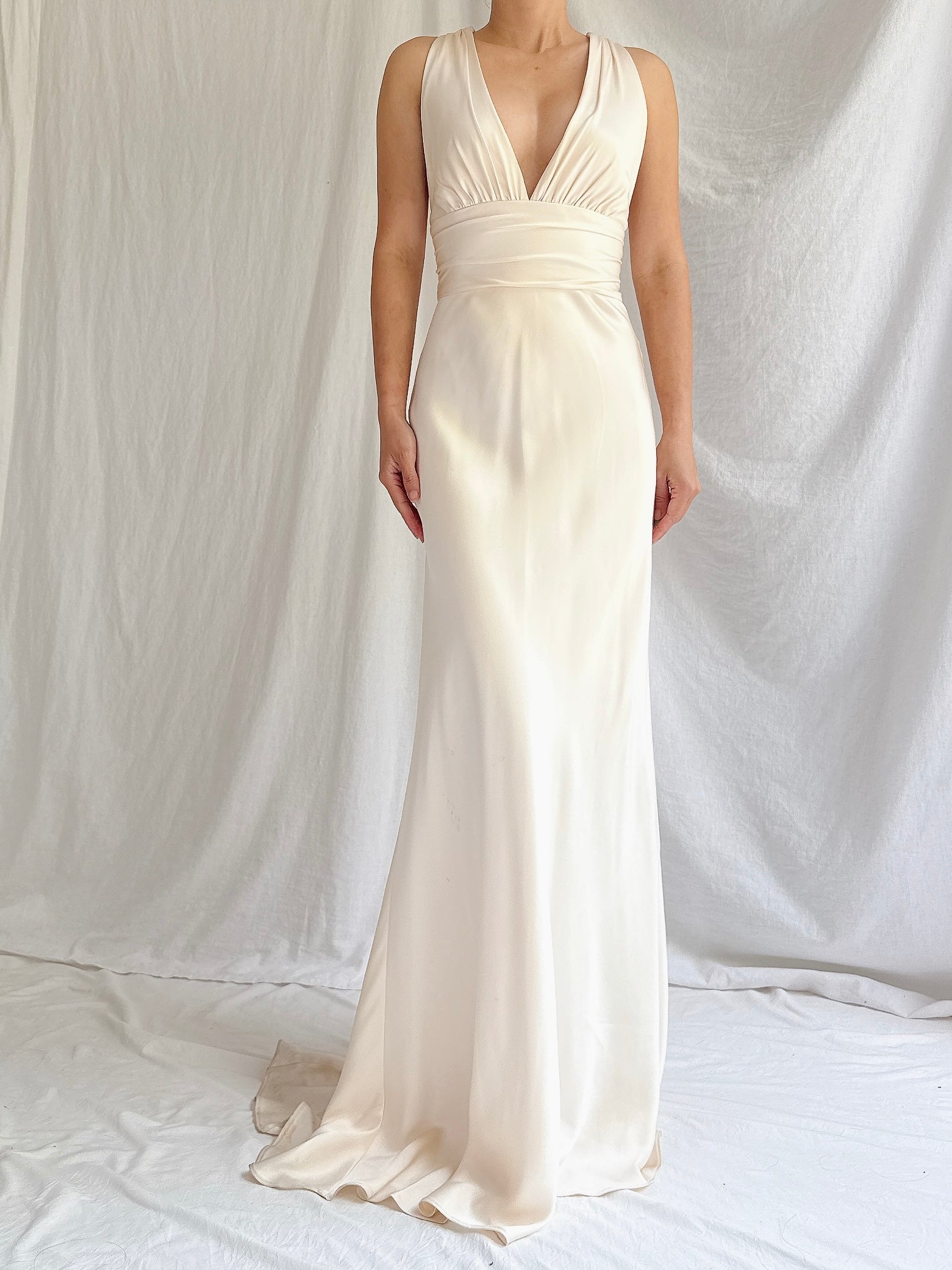 Vintage Silk Plunging Gown - XS/2