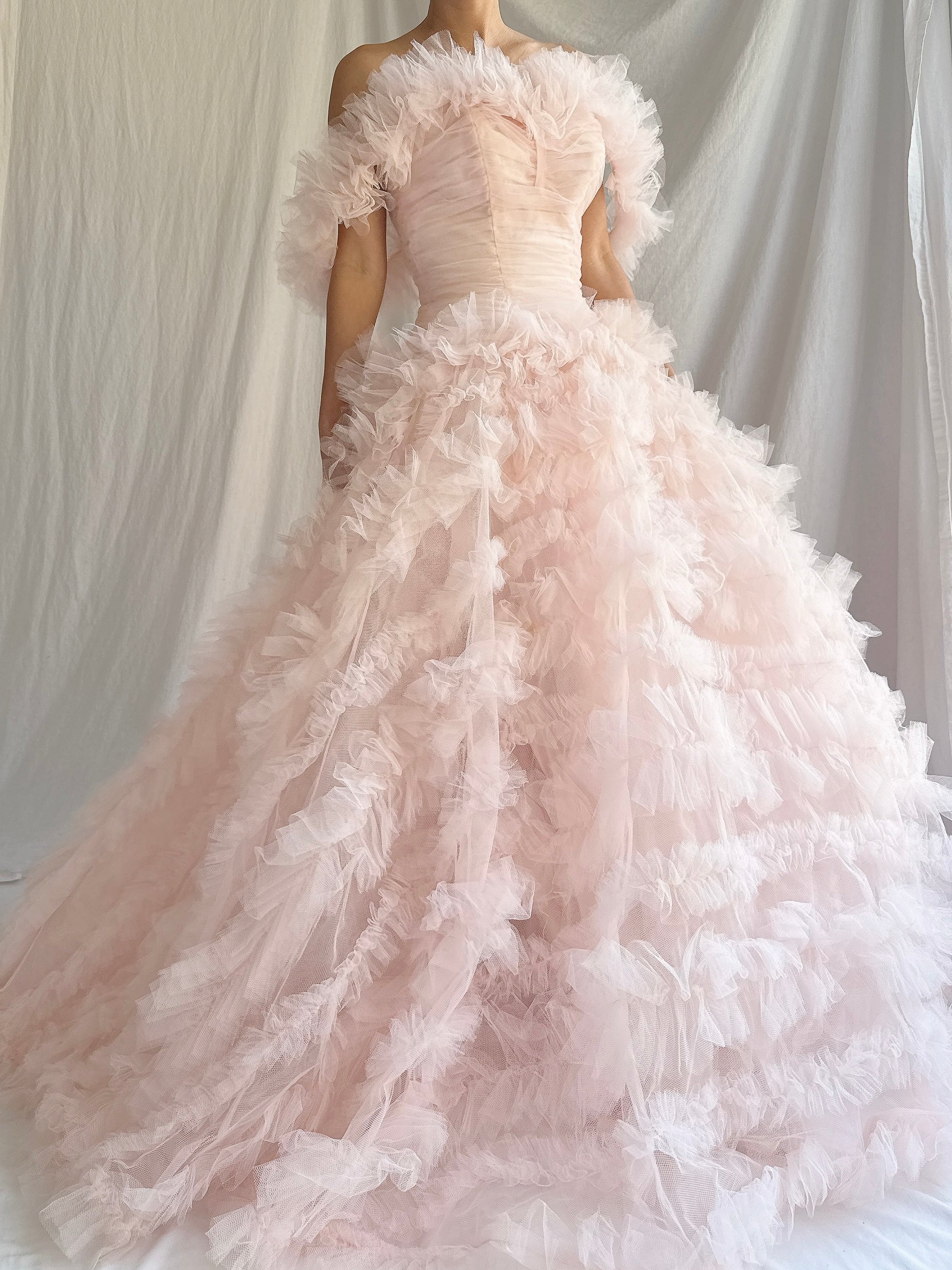 1950s Light Pink Tulle Gown - XXS/0