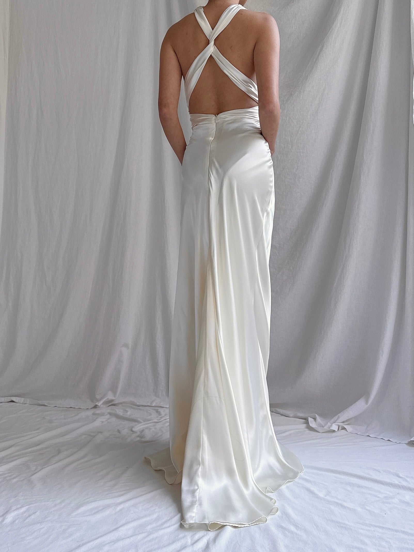 Vintage Satin Bias Dress - S