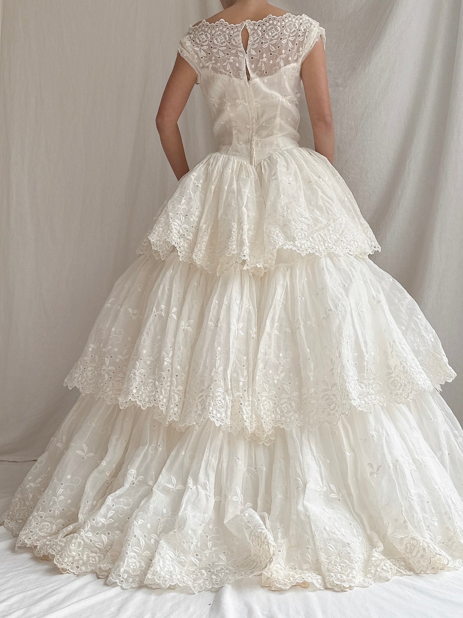 1950s Organdy Embroidered Gown - XS/S