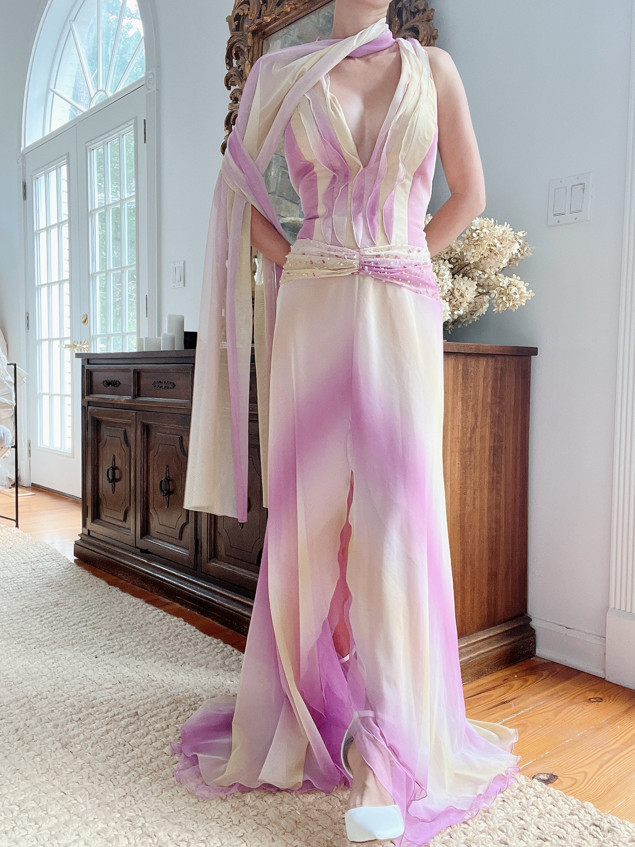 Yellow and Lilac Ombré Gown - M