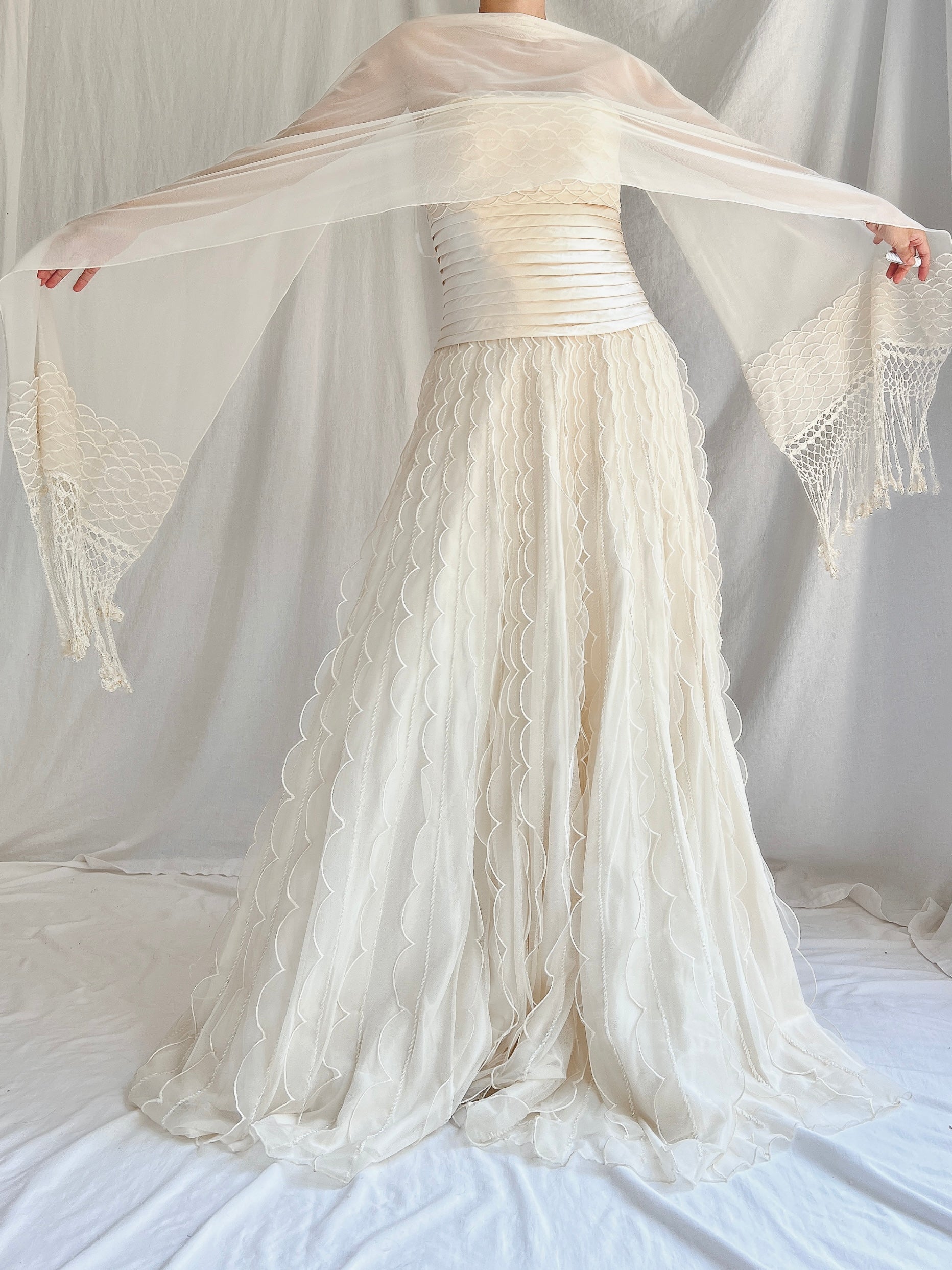 Vintage Organza Dress with Scarf