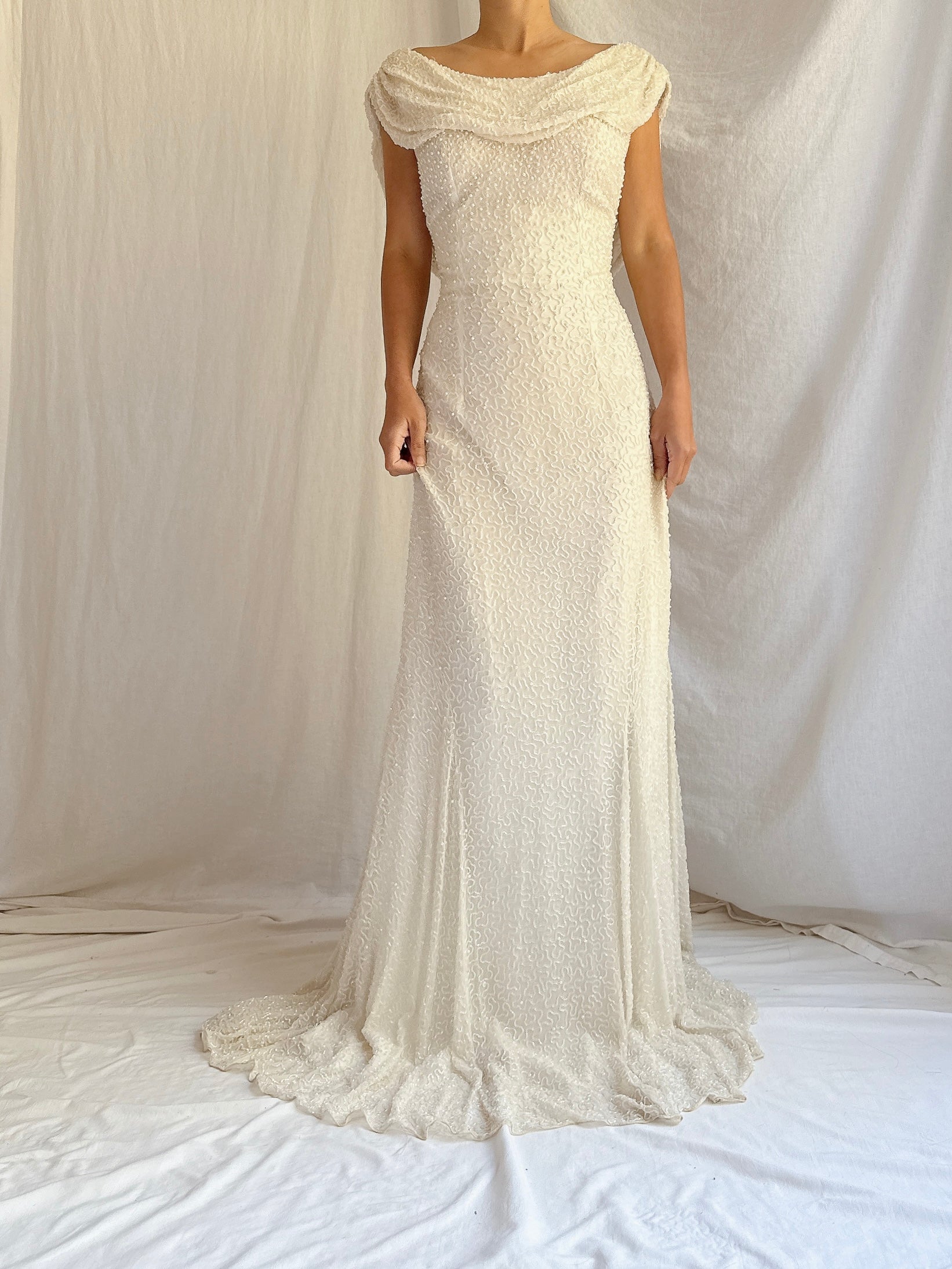 Vintage Silk Beaded Gown - S