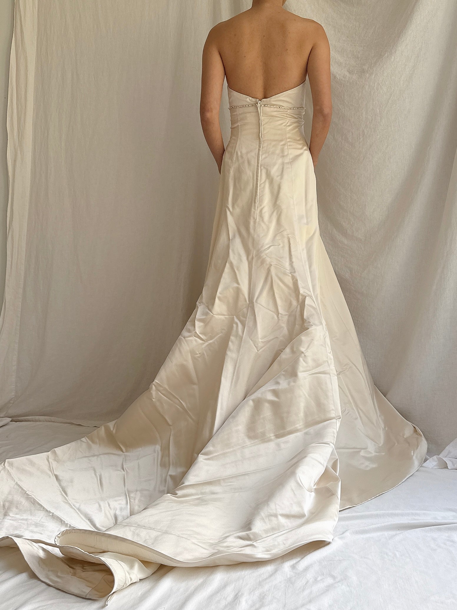 Vintage Strapless Silk Gown - M UK 12