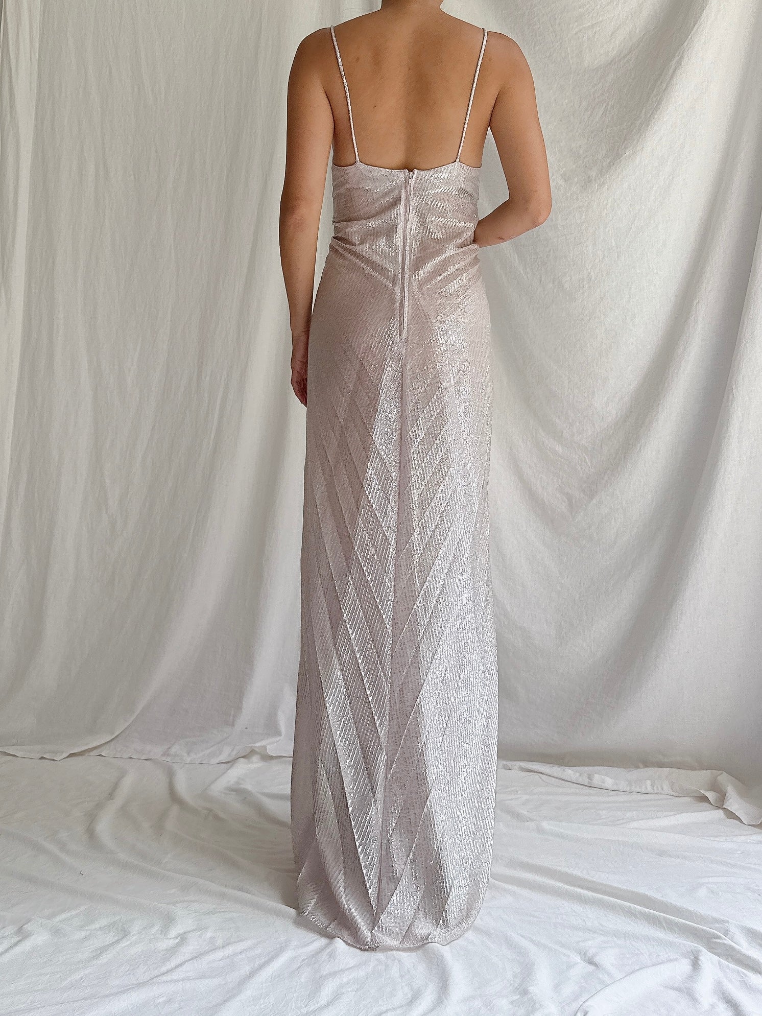 1980s Lurex Pleated Dress - S
