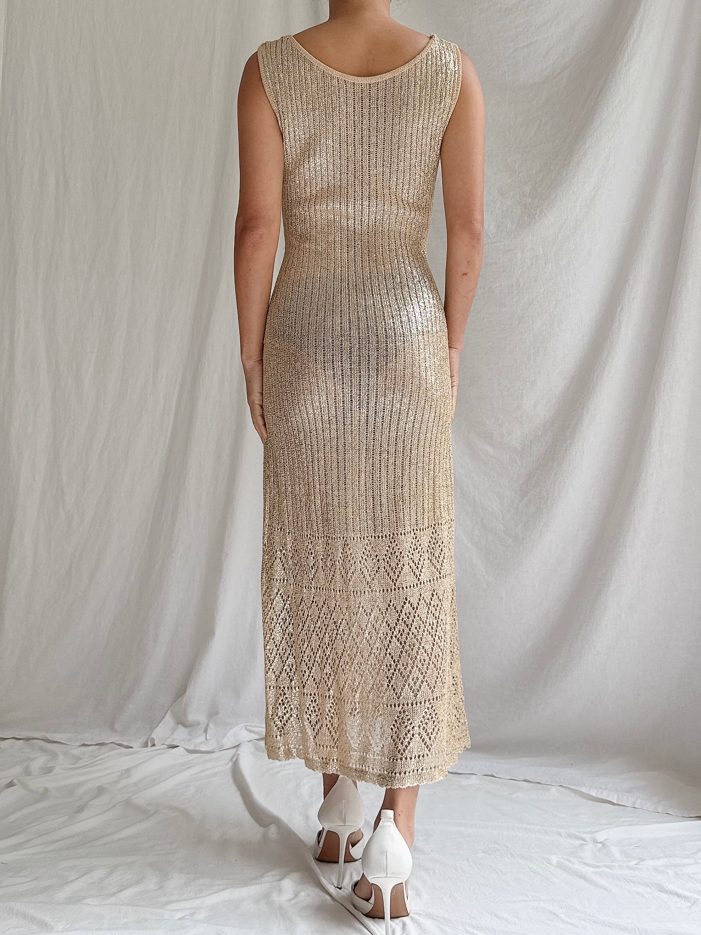 Vintage Italian Metallic Knit Dress - M