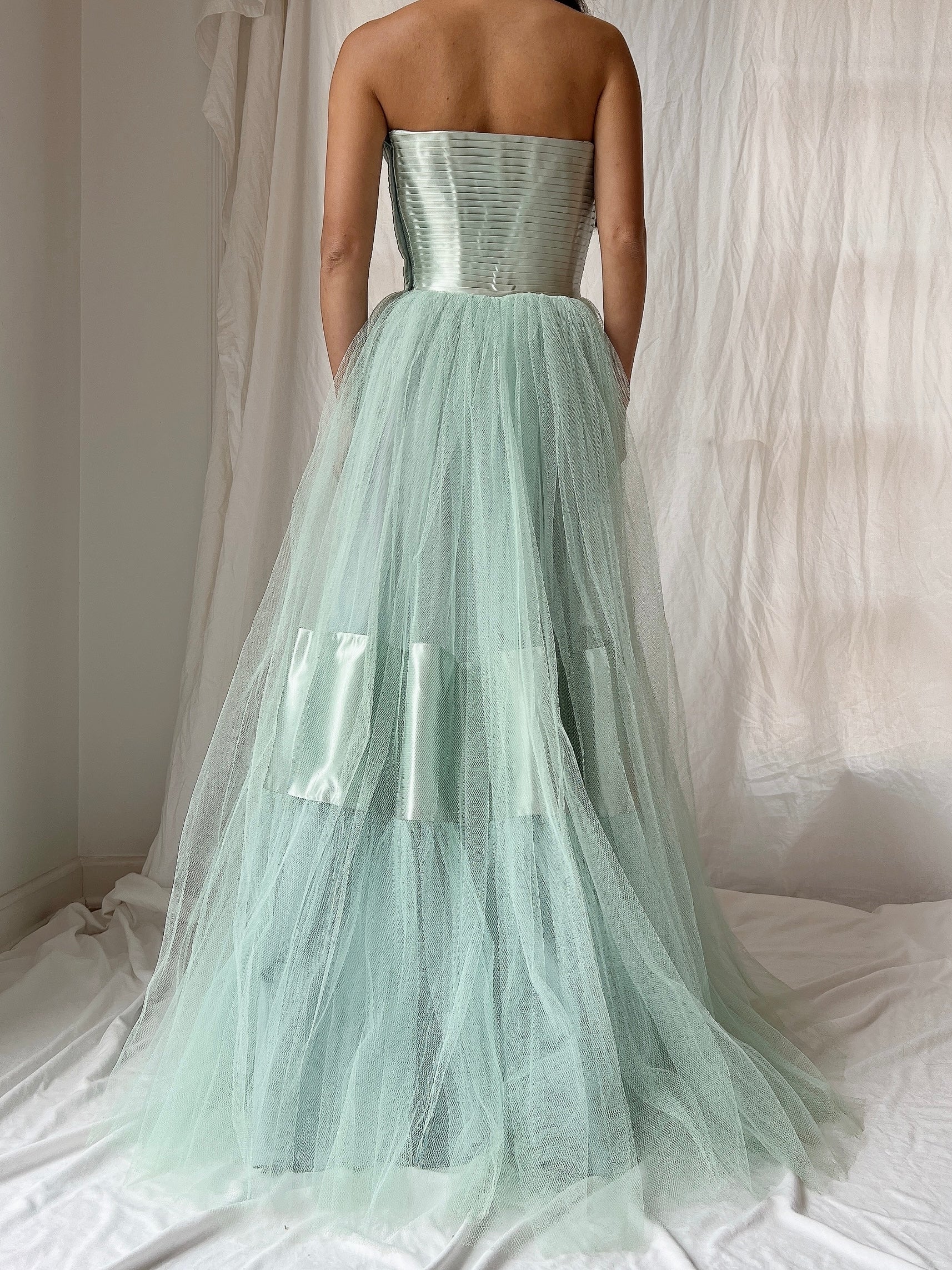 1950s Seafoam Tulle Gown - XS | G O S S A M E R 1950s Seafoam Tulle Gown - XS | G O S S A M E R