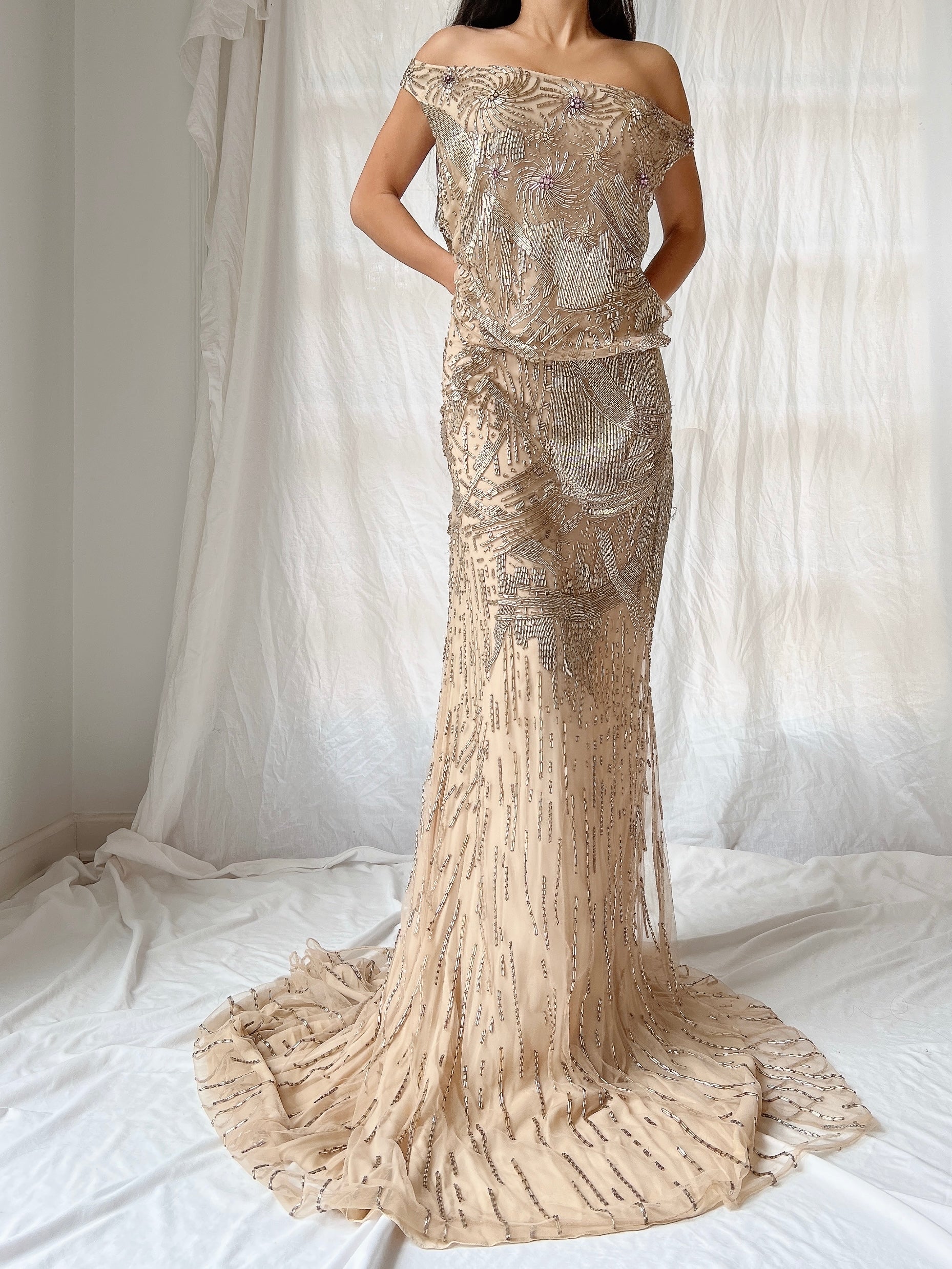Vintage Naeem Khan Silk Beaded Gown - M/L | G O S S A M E R Vintage Naeem Khan Silk Beaded Gown - M/L | G O S S A M E R