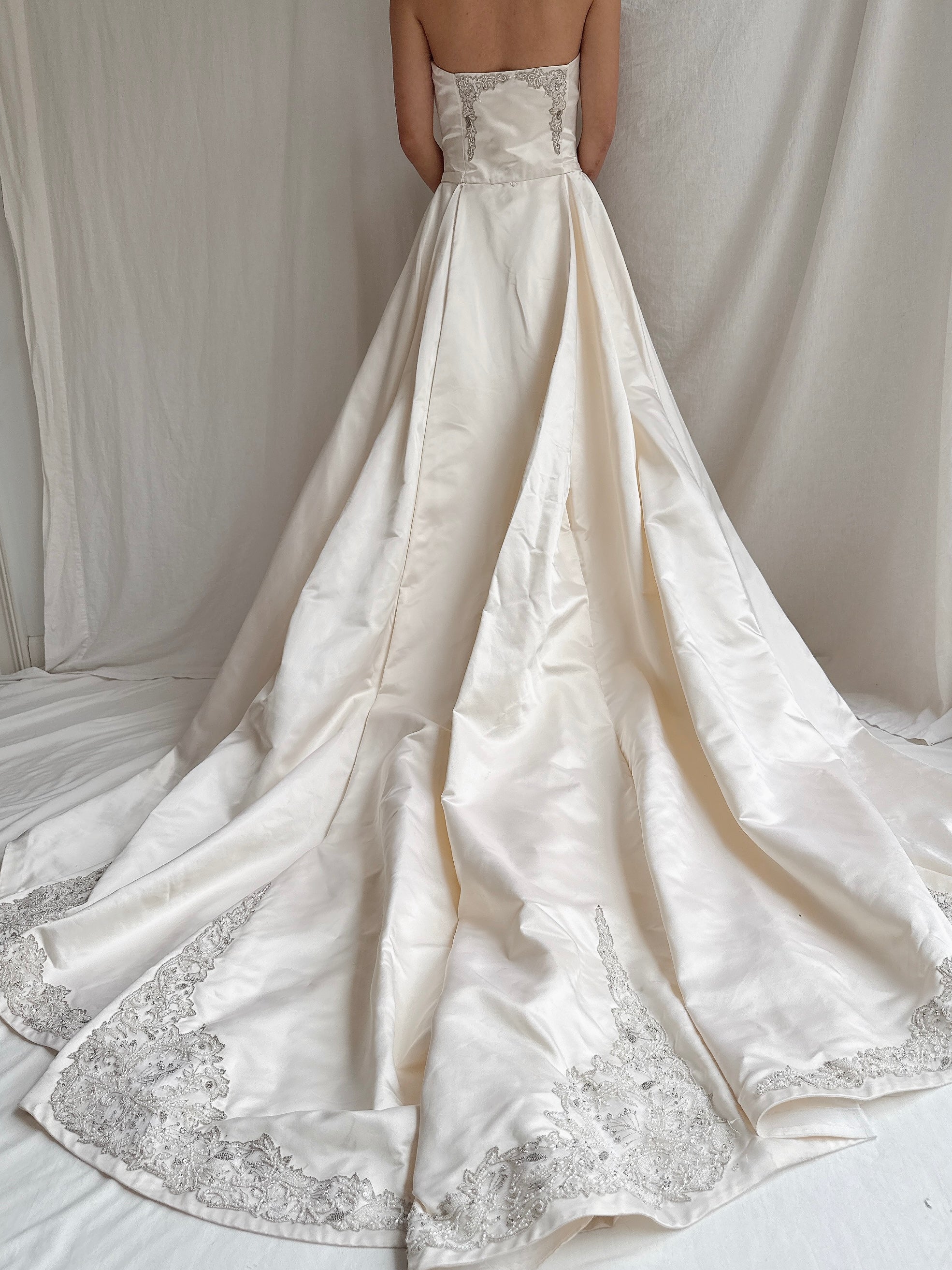 Vintage Strapless Silk Gown - S