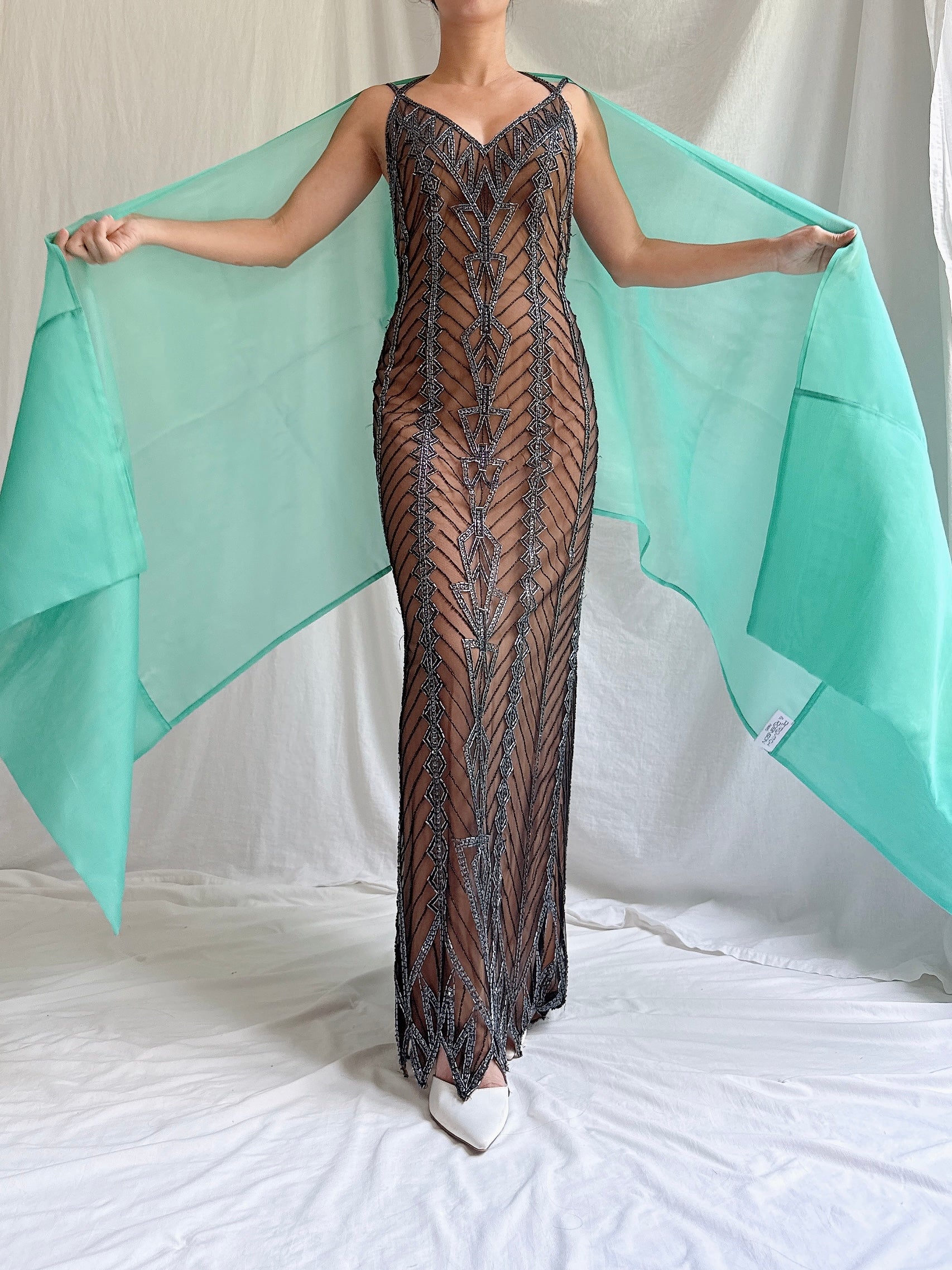 Vintage Silk Organza Shawl - OSFM