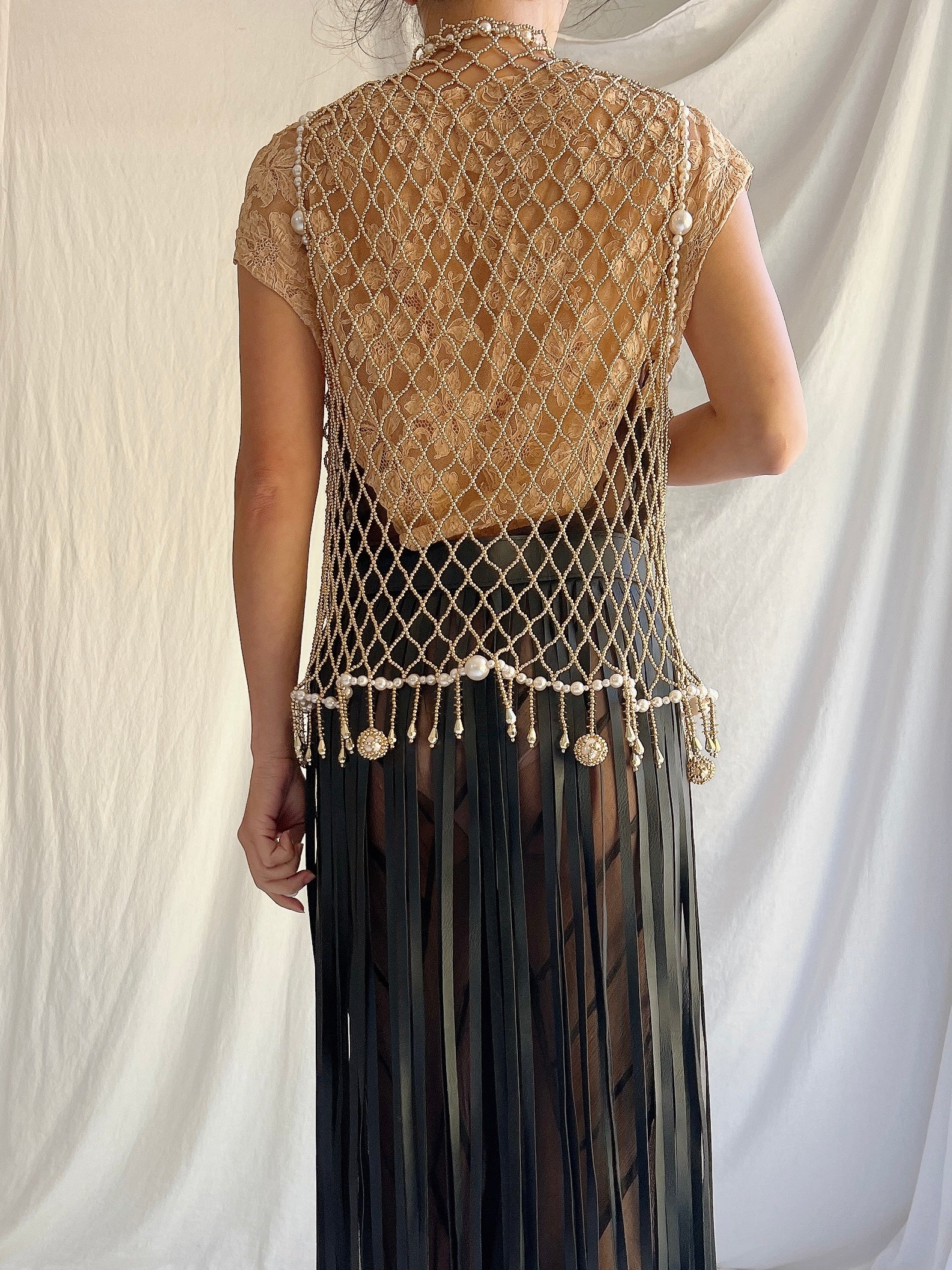 Vintage Pearl Beaded Vest - M/L