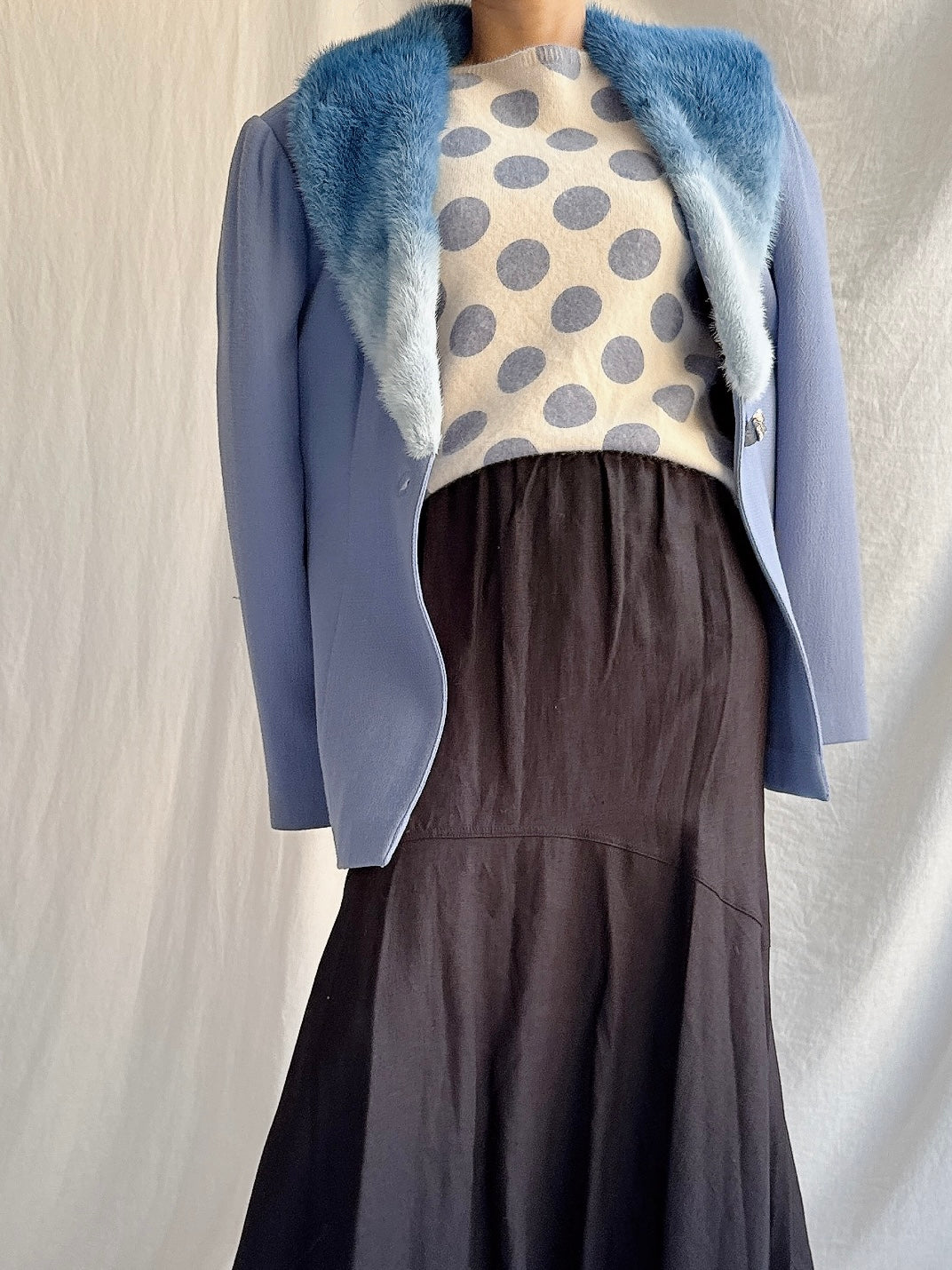 Vintage Paola Baccini Italy Lana Wool and Mink Collar Jacket - L IT 50/US 16