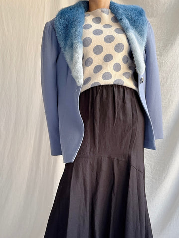 Vintage Paola Baccini Italy Lana Wool and Mink Collar Jacket - L IT 50/US 16