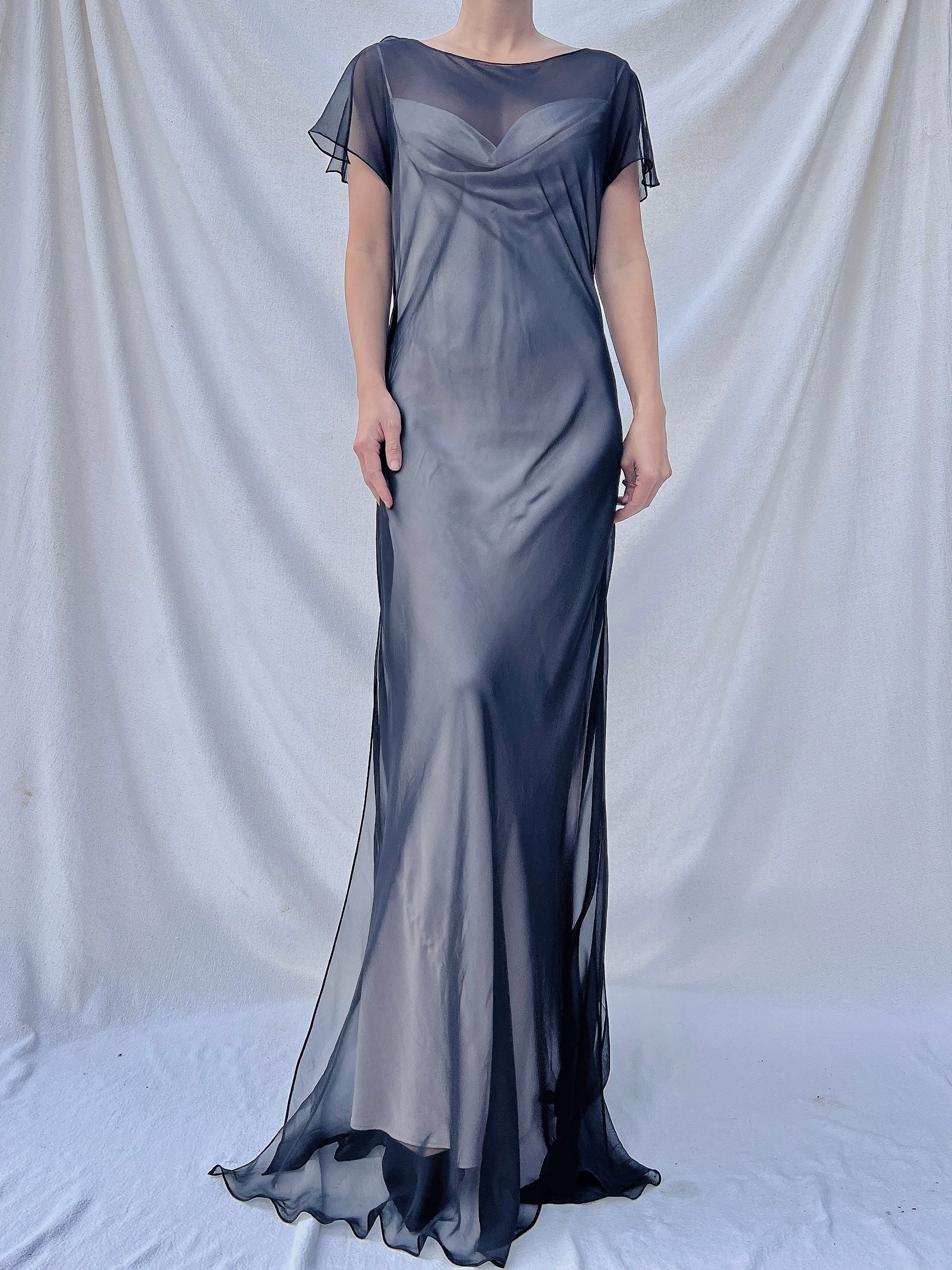 Vintage Sheer Chiffon Gown - S