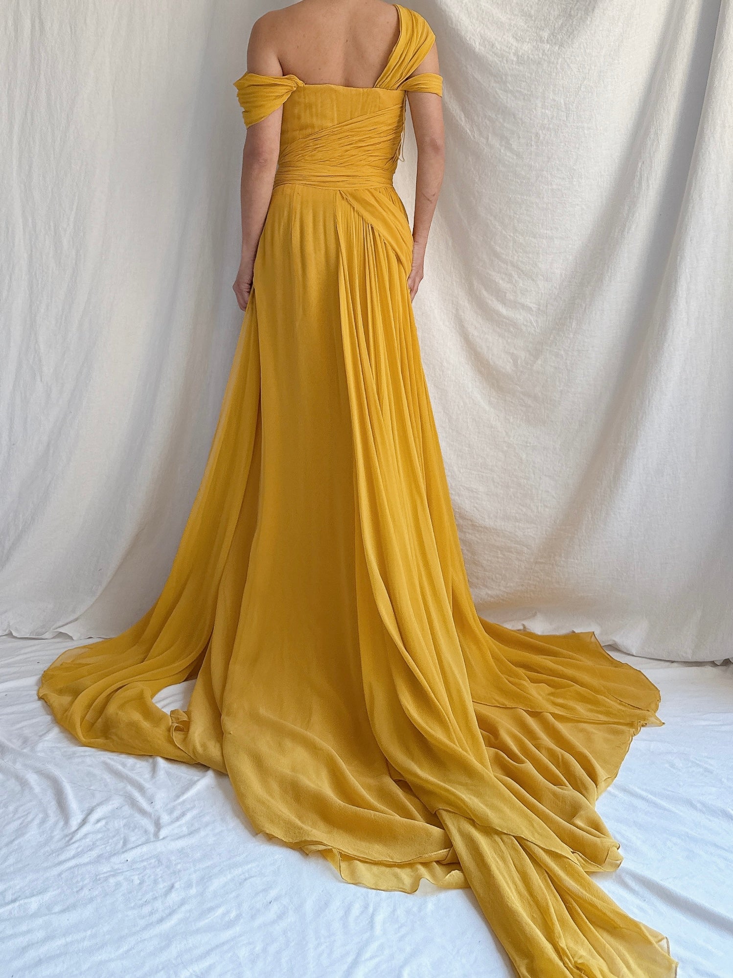 Vintage Silk Chiffon Draped Gown - XS/0